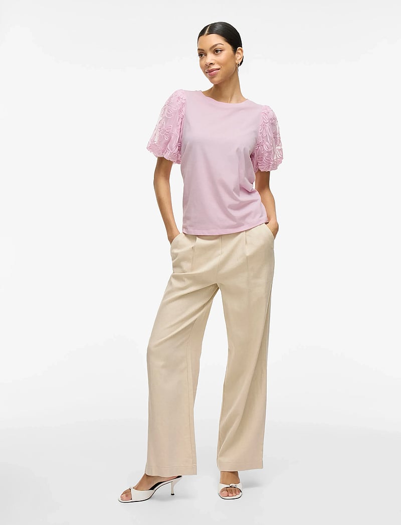 Vila - VISIMONIA O-NECK S/S TOP/1 - kurzämlige blusen - winsome orchid - 4