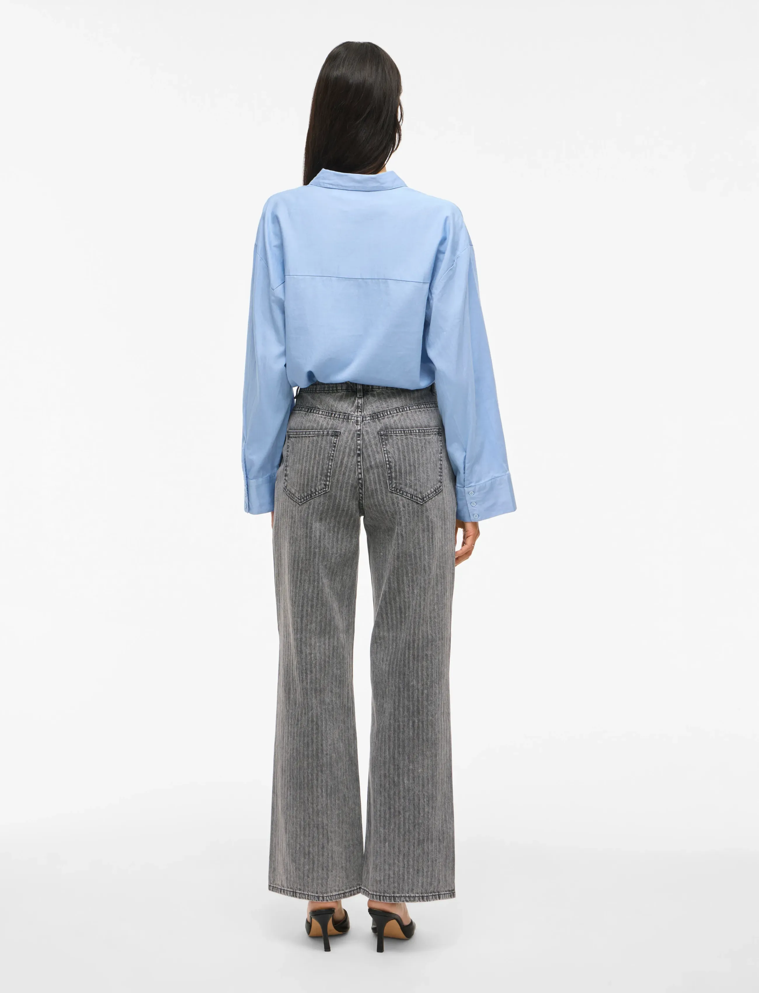 Vila - VIFREYA ARIE HW WIDE JEANS 023/BFS - pantalons larges - dark grey denim - 3