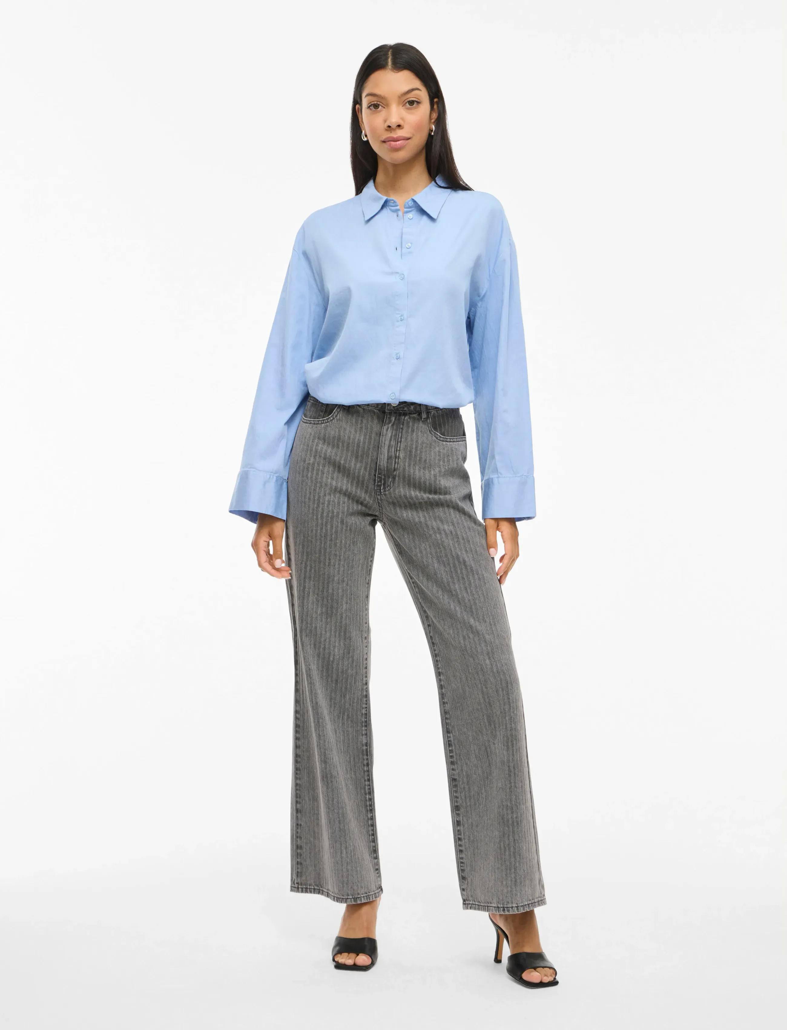 Vila - VIFREYA ARIE HW WIDE JEANS 023/BFS - pantalons larges - dark grey denim - 5
