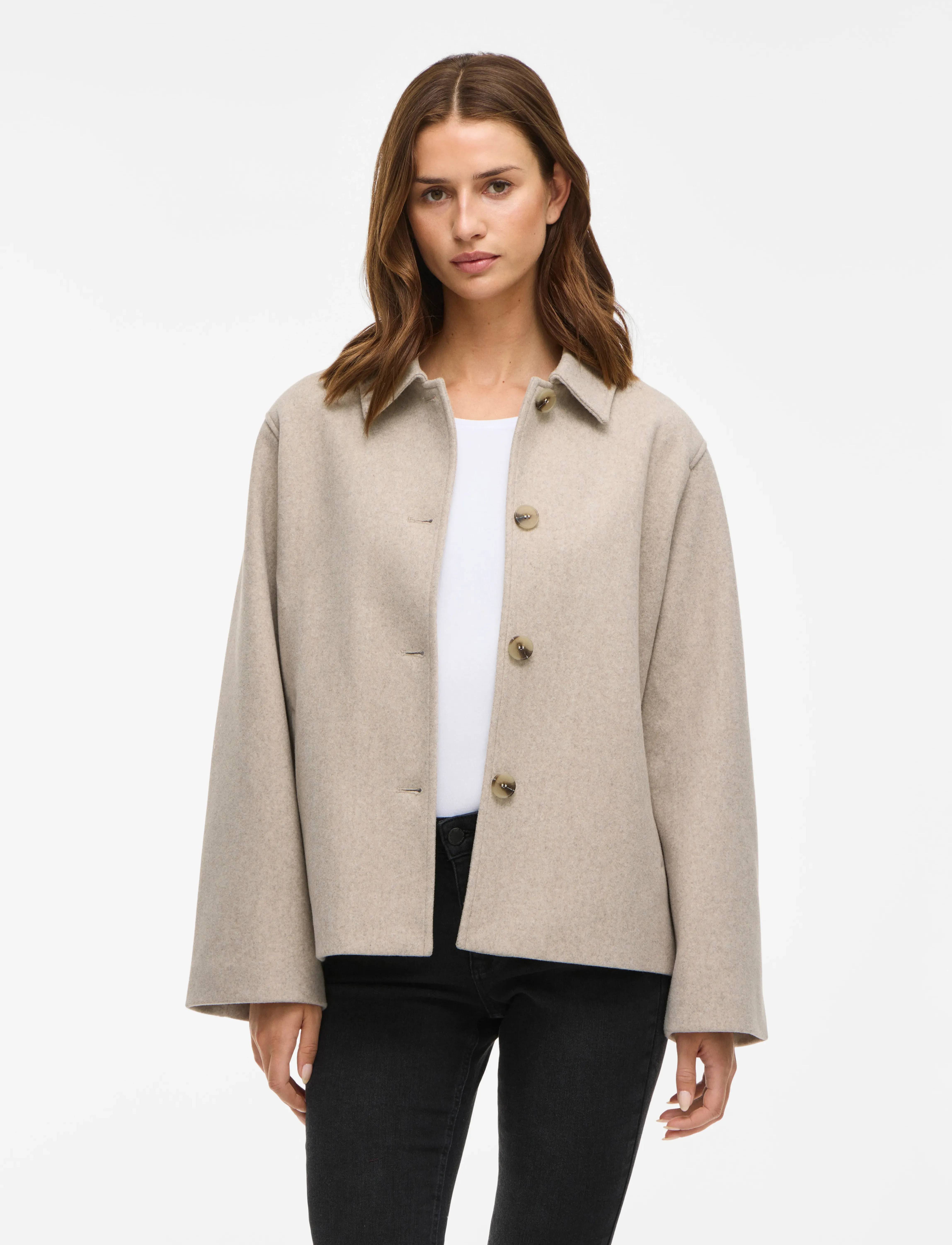 Vila VICLAUDIA L/S JACKET- NOOS - Jacken - NATURAL MELANGE / cream