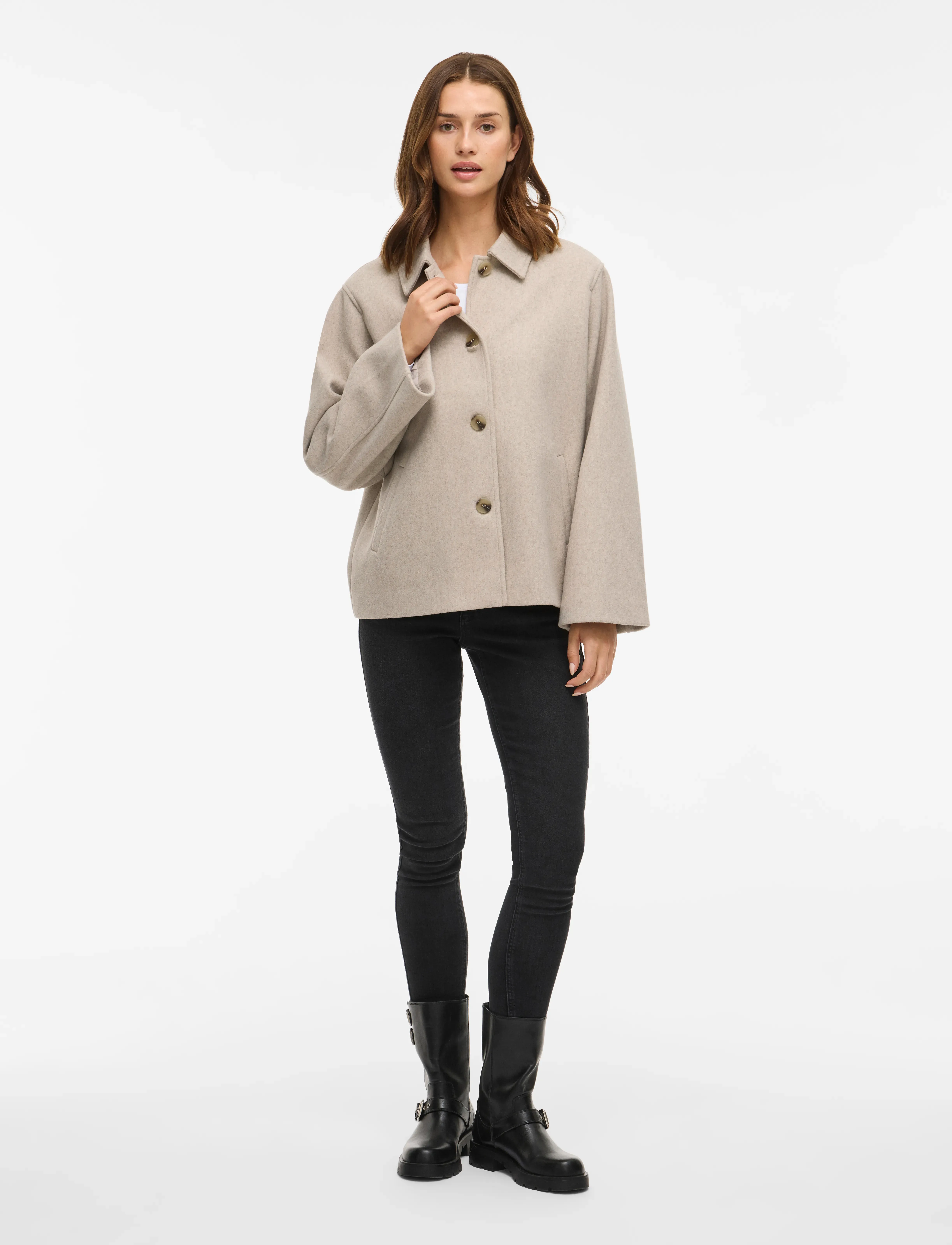Vila - VICLAUDIA L/S JACKET- NOOS - talvejoped - natural melange - 4