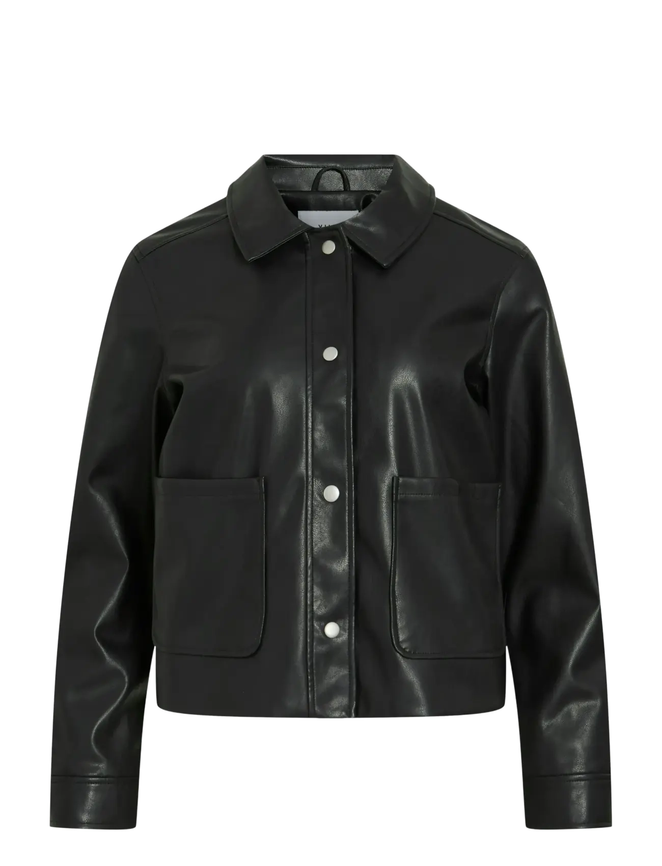Vila Vihellium Short Jacket Noos, Kvinder, Kort Faux Læderjakke, Sort, Str: 38