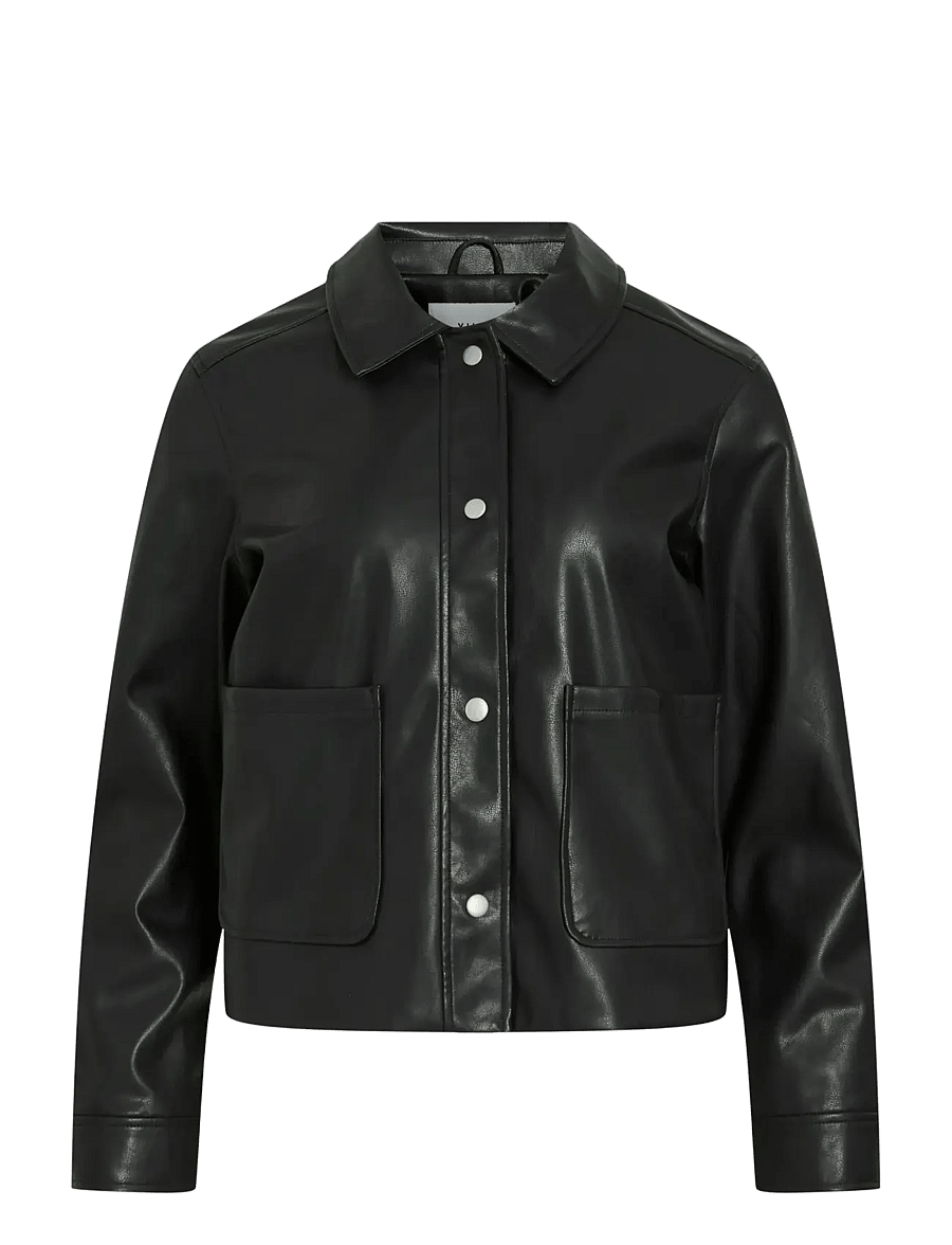 Vila - VIHELLIUM SHORT JACKET - NOOS - læderjakker - black beauty - 0