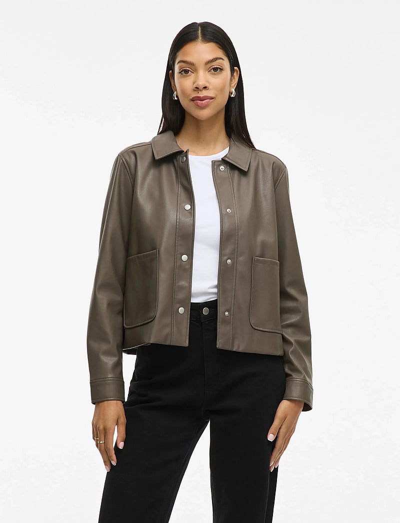 Vila - VIHELLIUM SHORT JACKET - NOOS - nahkatakit - falcon - 0