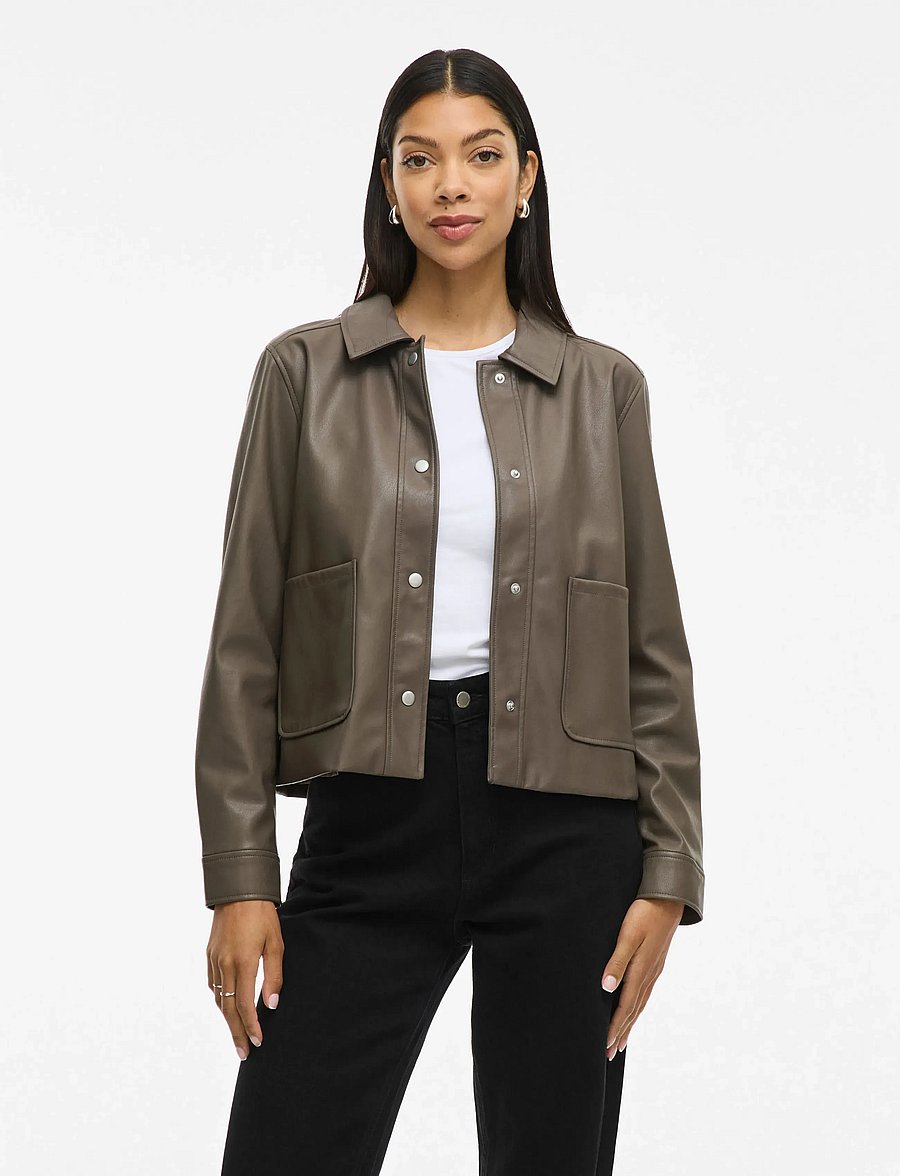 Vila - VIHELLIUM SHORT JACKET - NOOS - nahktagid - falcon - 0