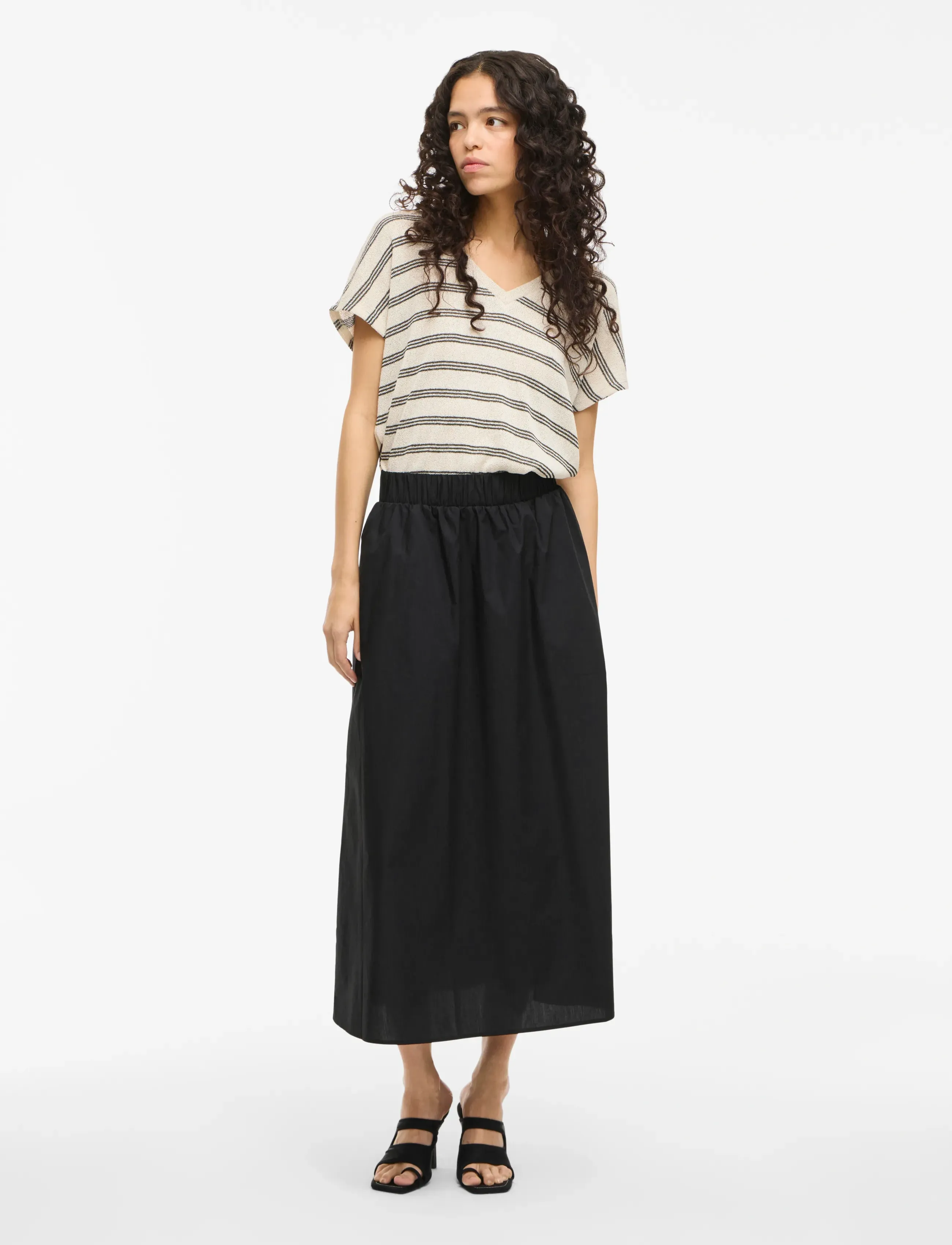 Vila - VISOPHIE HW ANKLE SKIRT - NOOS - midiseelikud - black beauty - 4