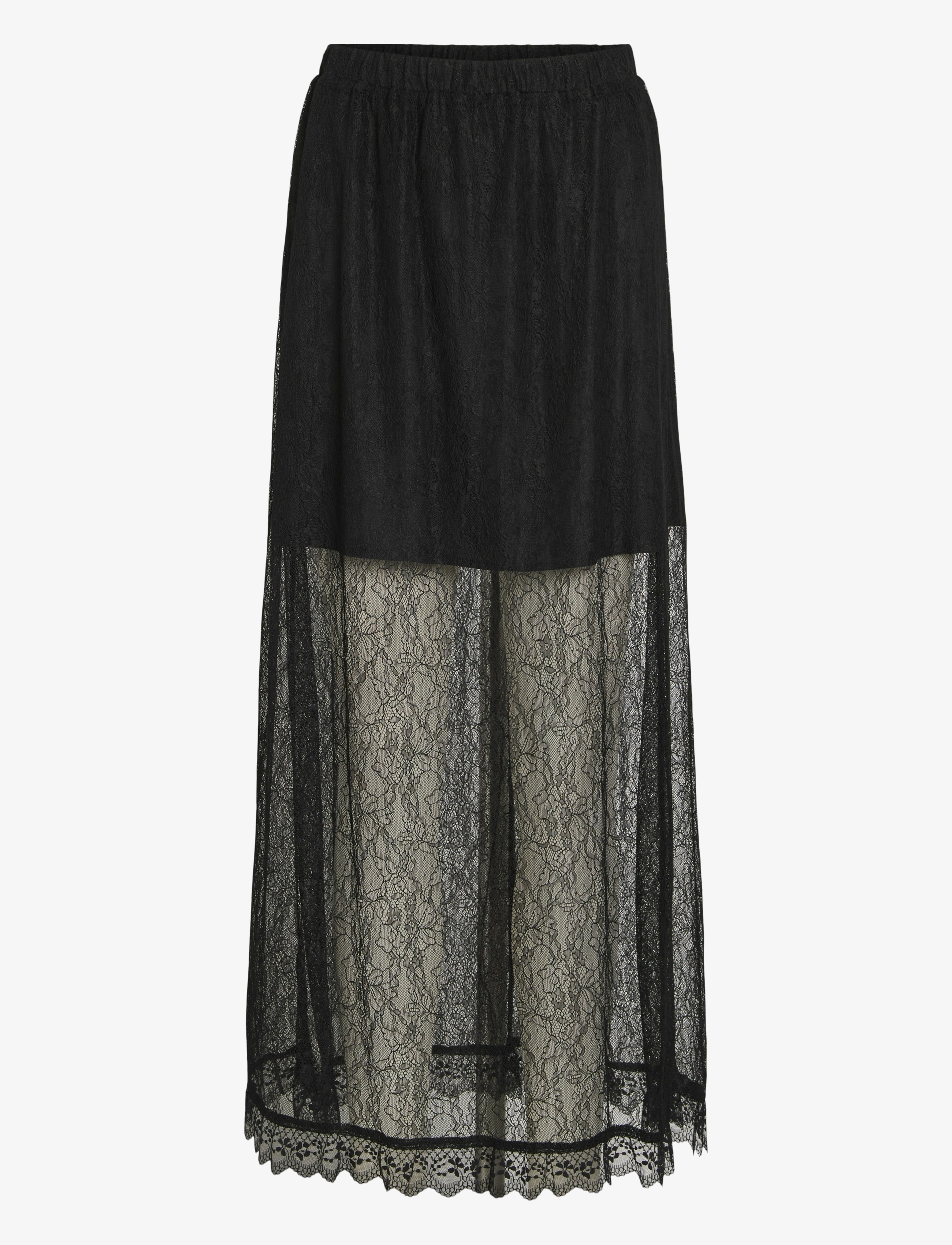 Vila VISUSI HW LACE SKIRT - Nederdele - BLACK / black