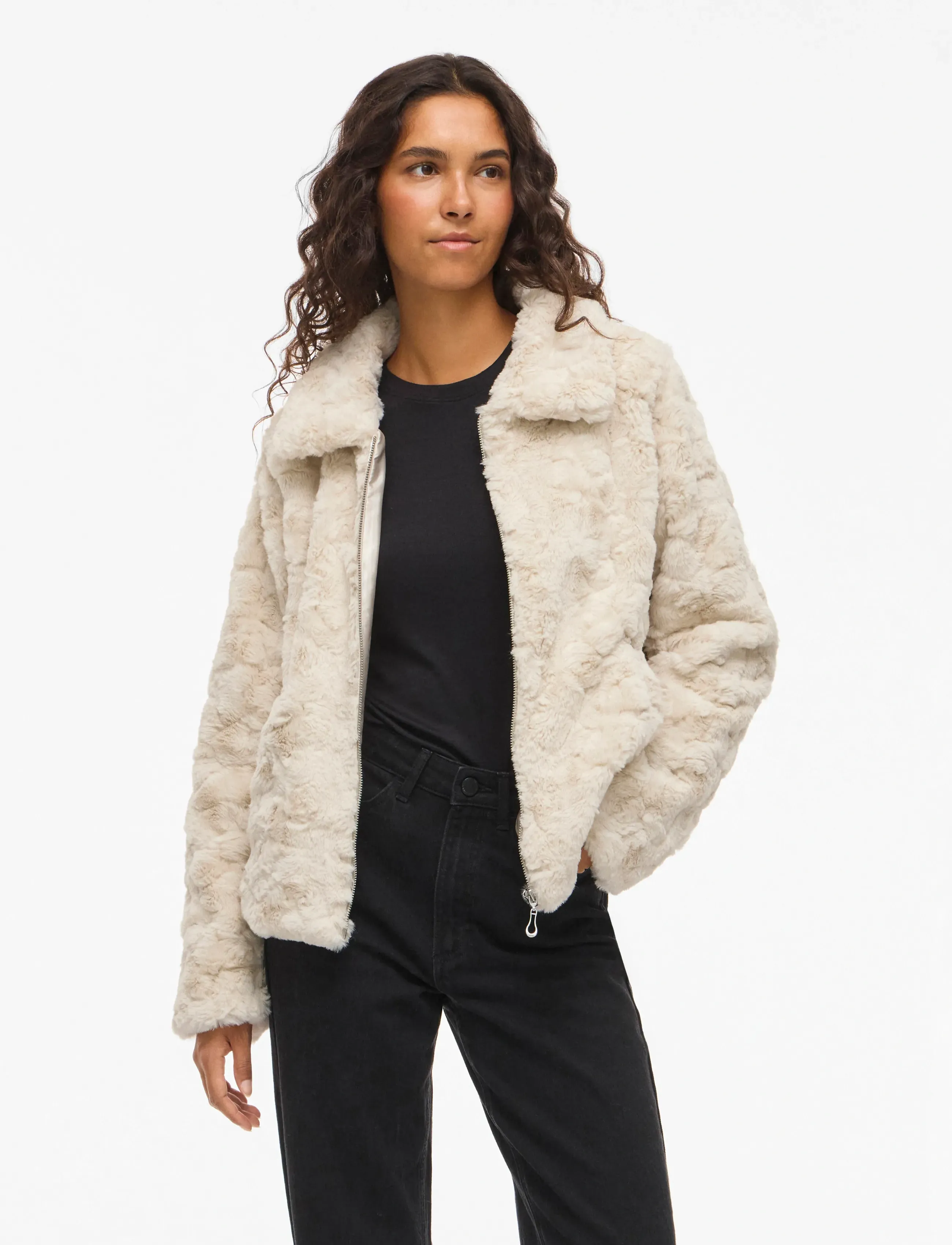Vila VIDORTE L/S JACKET/PB - Kunstpelz - BIRCH / cream