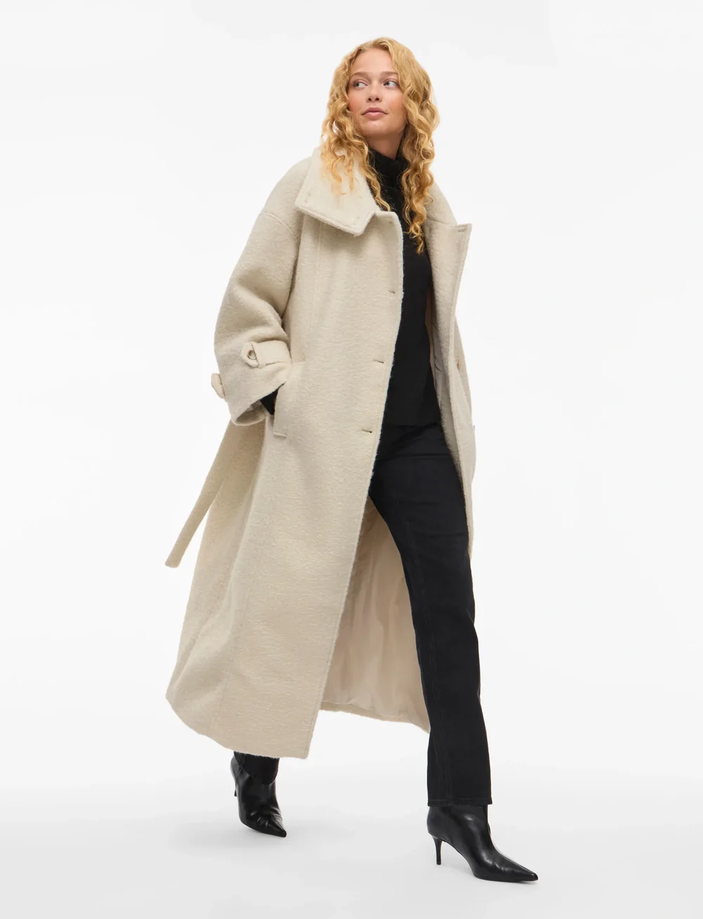Vila - VIKERA L/S COAT - ullkappor - birch - 4