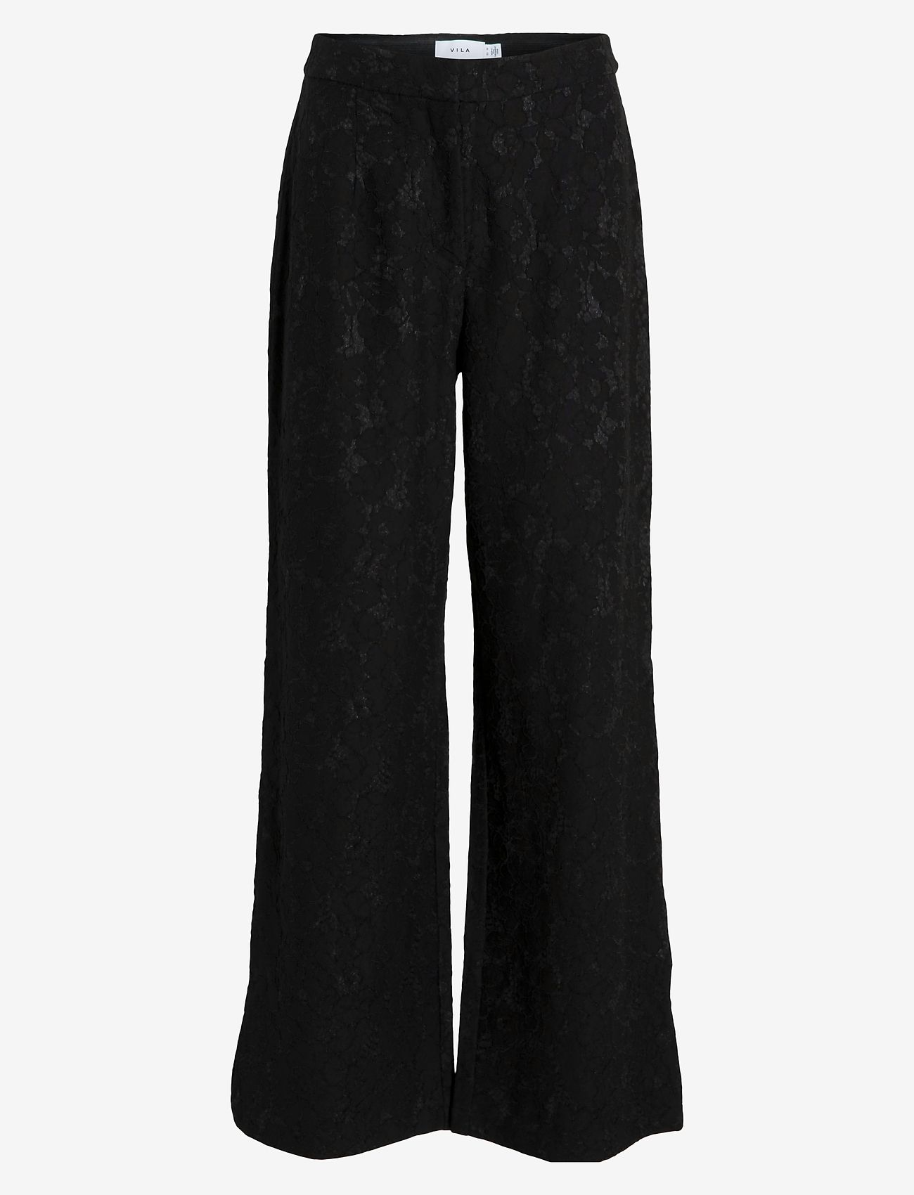 Vila - VISELA FLOWER HW PANTS - bukser med brede ben - black - 0