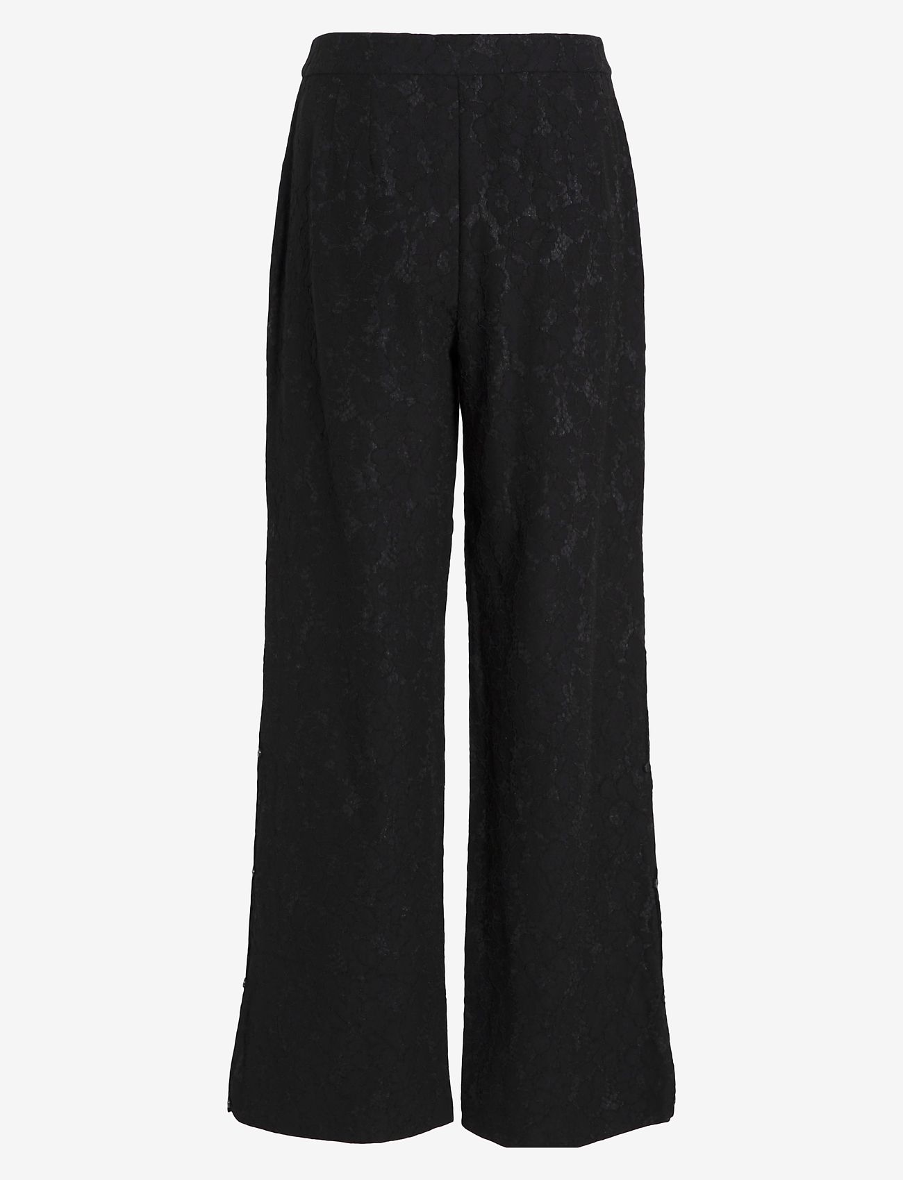 Vila - VISELA FLOWER HW PANTS - bukser med brede ben - black - 1