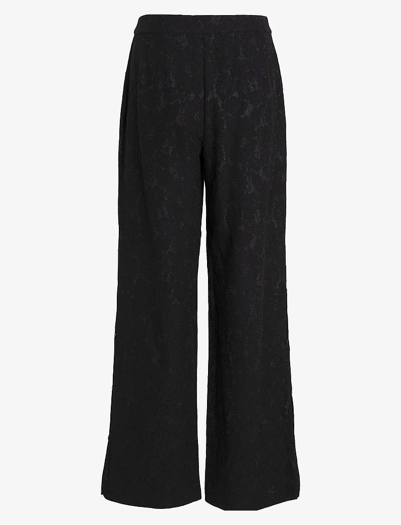 Vila - VISELA FLOWER HW PANTS - leveälahkeiset housut - black - 1