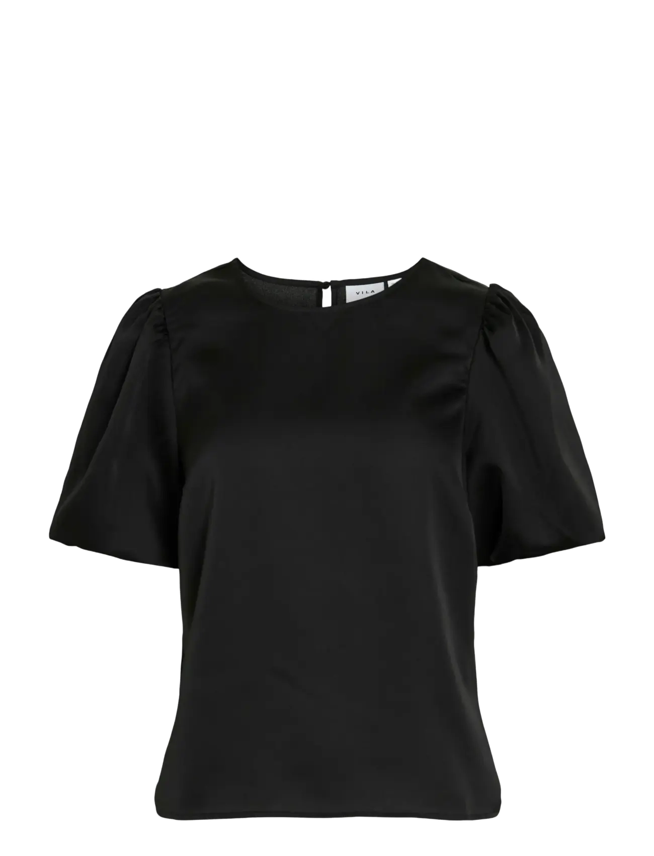 VILA Viellette 2/4 Satin Puff Oberteil - Noos Schwarz - 42 - Damen