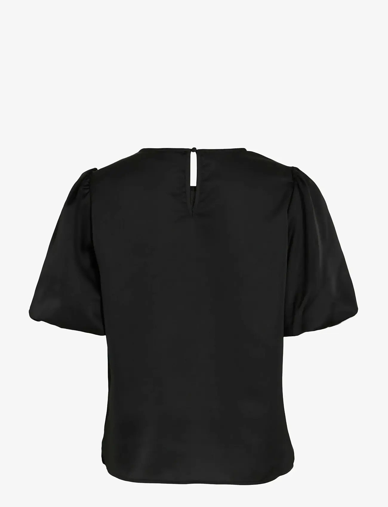 Vila - VIELLETTE 2/4 SATIN PUFF TOP - NOOS - kortærmede bluser - black - 2