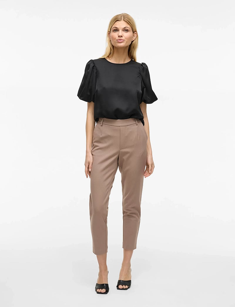 Vila - VIELLETTE 2/4 SATIN PUFF TOP - NOOS - kurzämlige blusen - black - 5