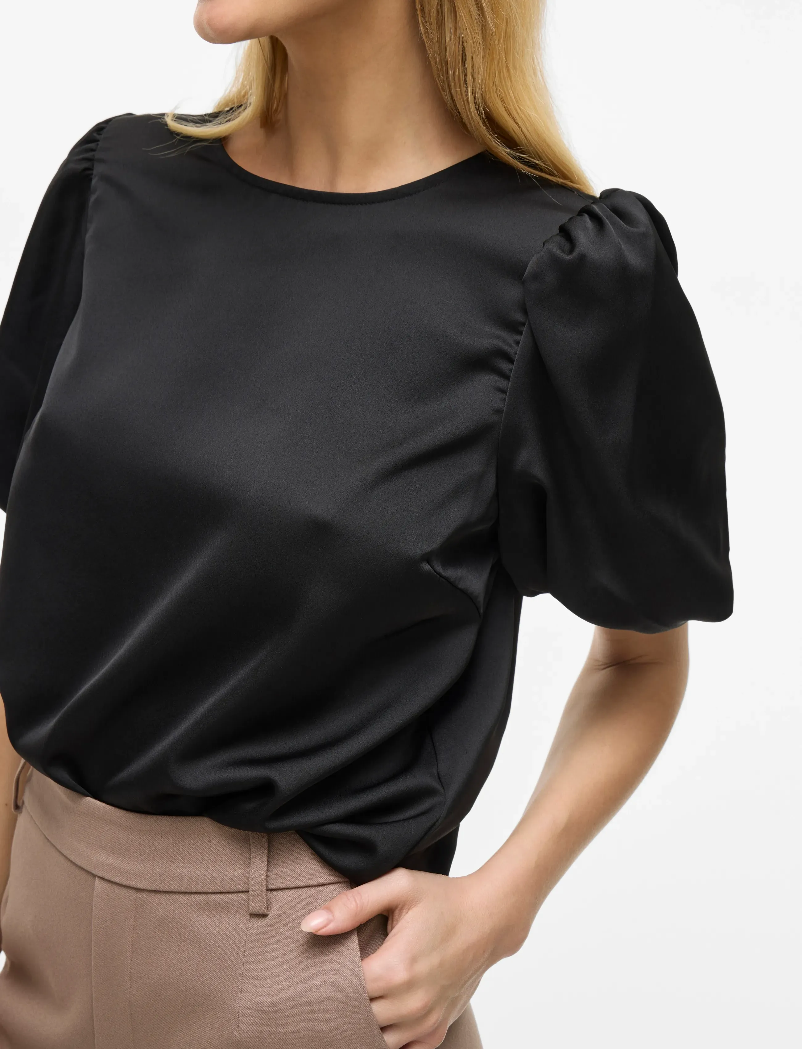 VILA Viellette 2/4 Satin Puff Top Noos blusar dam – bild 5