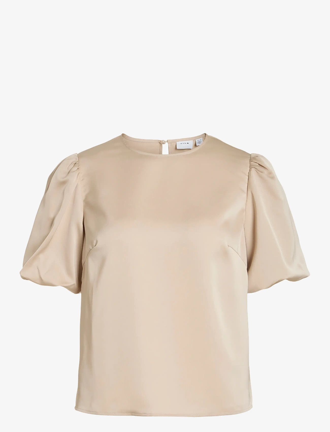 Vila - VIELLETTE 2/4 SATIN PUFF TOP - NOOS - kortærmede bluser - cement - 1