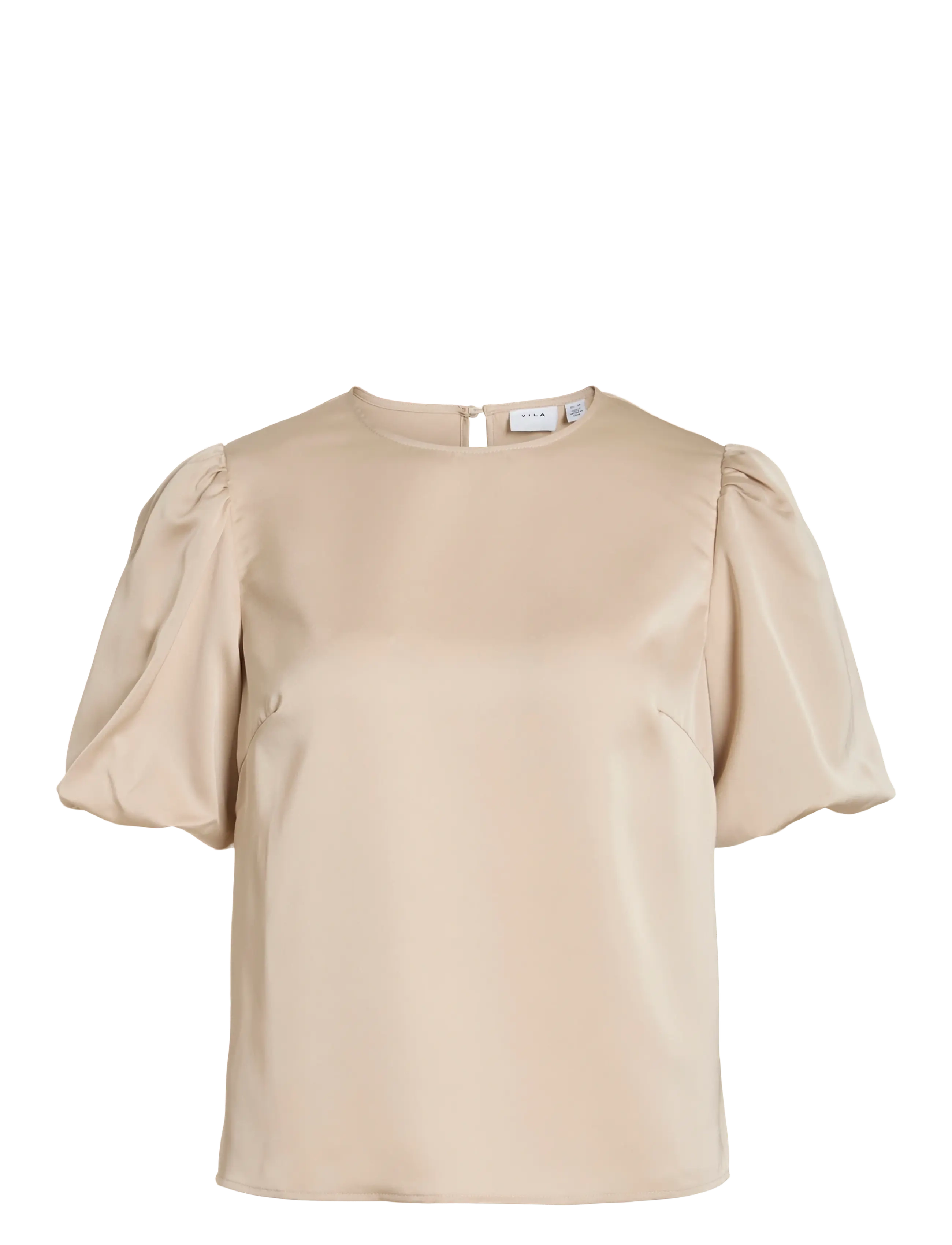 Vila VIELLETTE 2/4 SATIN PUFF TOP - NOOS - Vila - CEMENT / beige