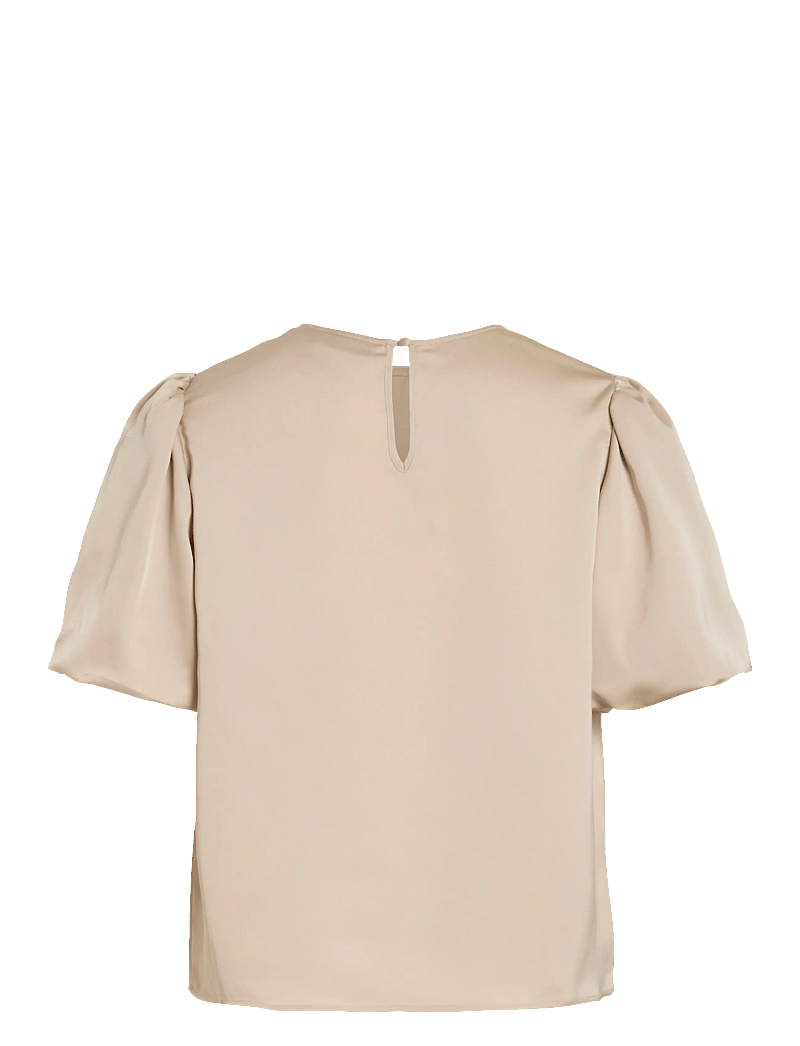 Vila - VIELLETTE 2/4 SATIN PUFF TOP - NOOS - kurzämlige blusen - cement - 2