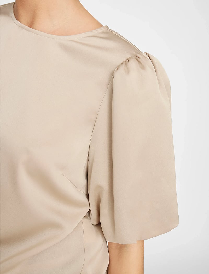 Vila - VIELLETTE 2/4 SATIN PUFF TOP - NOOS - kurzämlige blusen - cement - 5