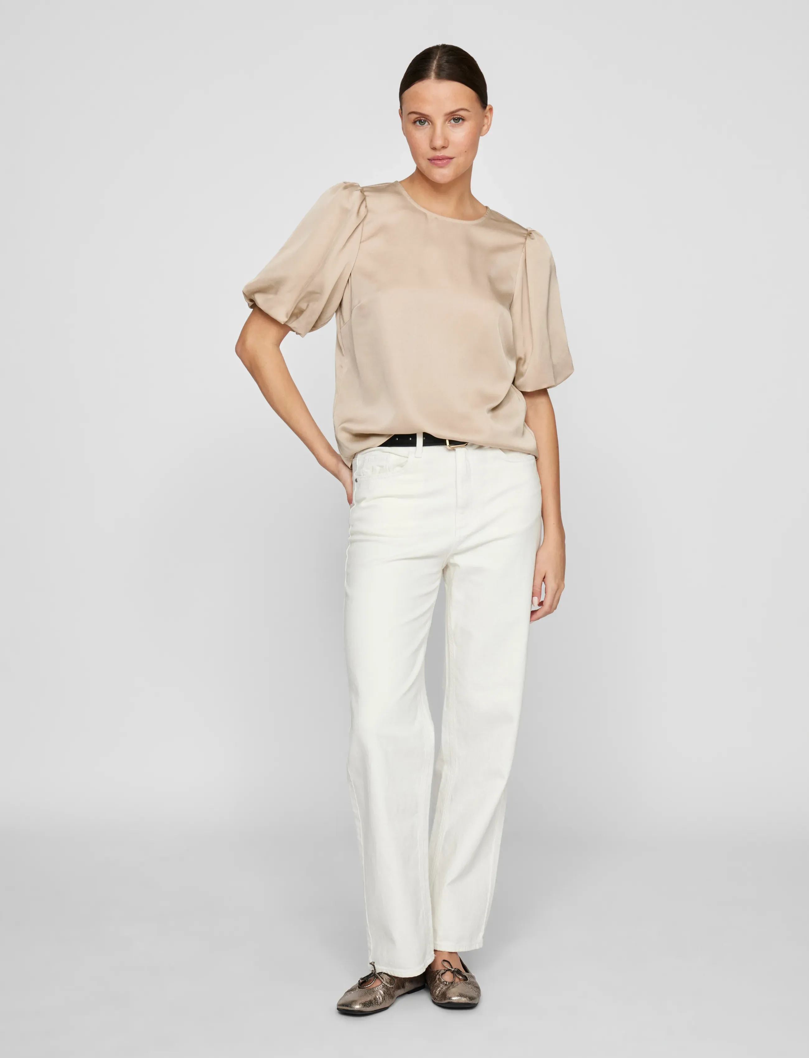 VILA Viellette 2/4 Satin Puff Top Noos blusar dam – bild 5