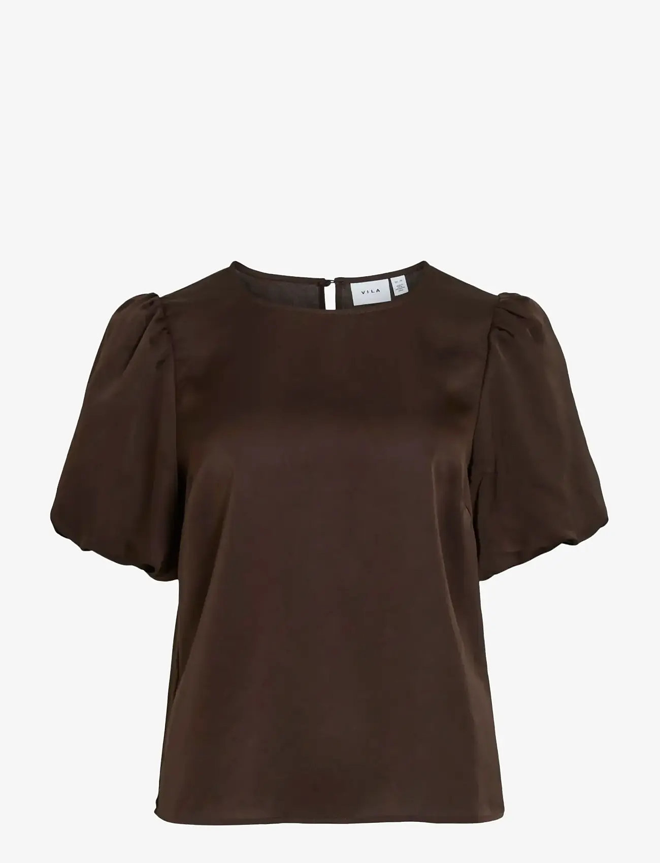 Vila - VIELLETTE 2/4 SATIN PUFF TOP - NOOS - kurzämlige blusen - coffee bean - 1