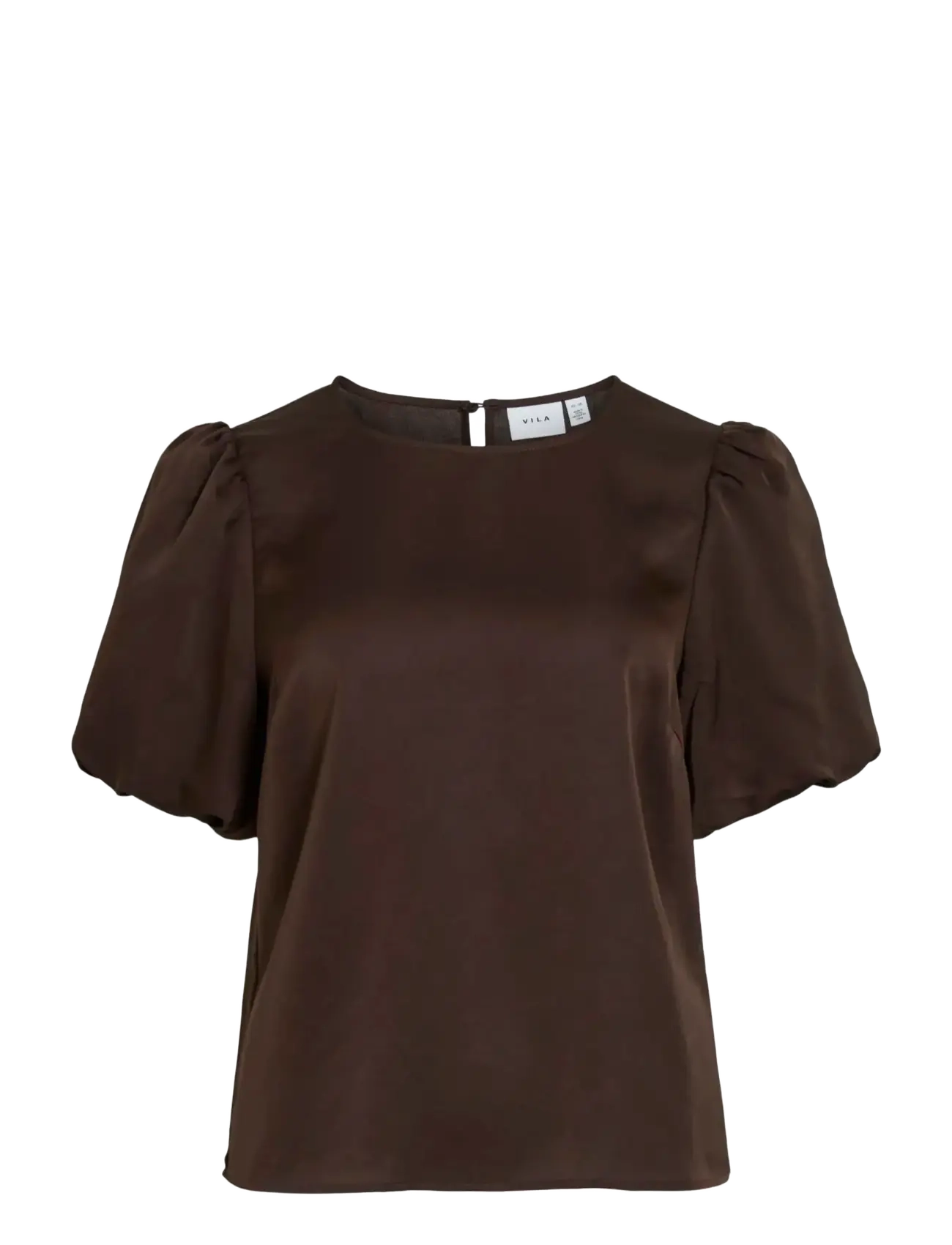 Vila VIELLETTE 2/4 SATIN PUFF TOP - NOOS - Bluser - COFFEE BEAN / brown