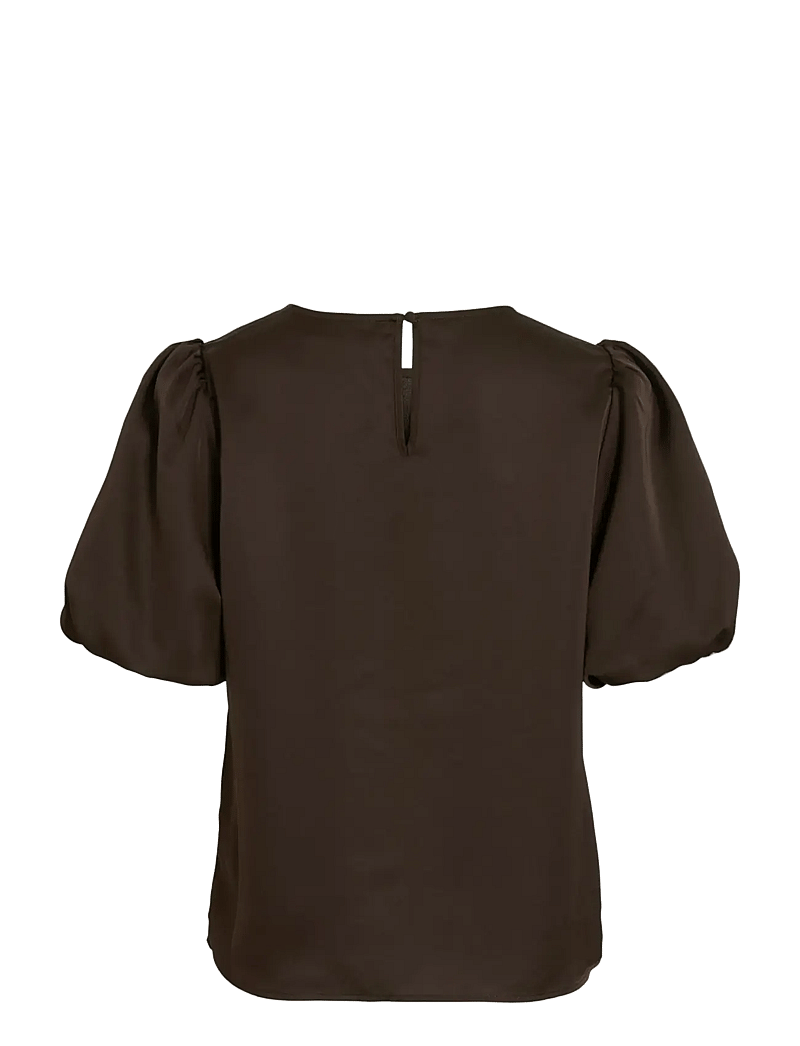 Vila - VIELLETTE 2/4 SATIN PUFF TOP - NOOS - kurzämlige blusen - coffee bean - 2