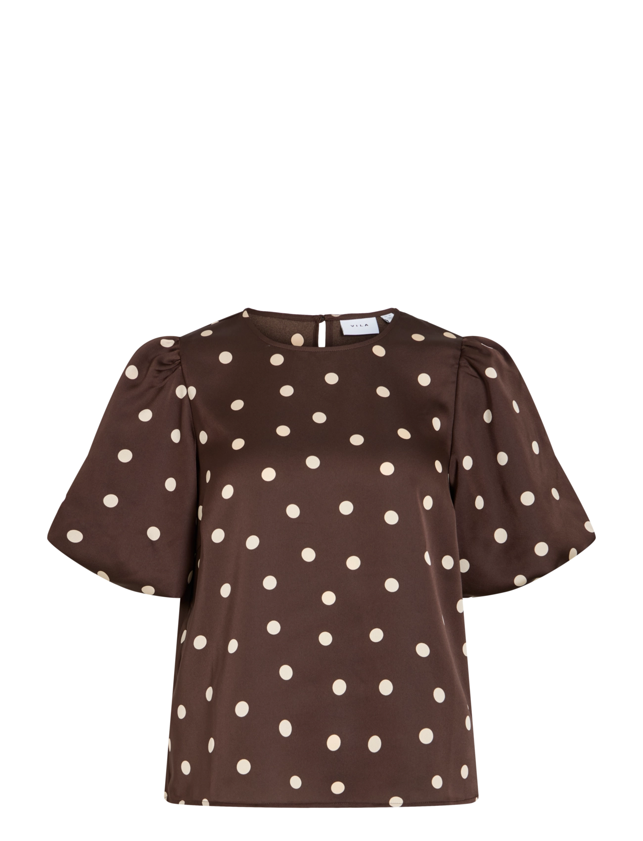 Vila VIELLETTE 2/4 SATIN PUFF TOP - NOOS - Pluusid ja särgid - COFFEE BEAN / brown