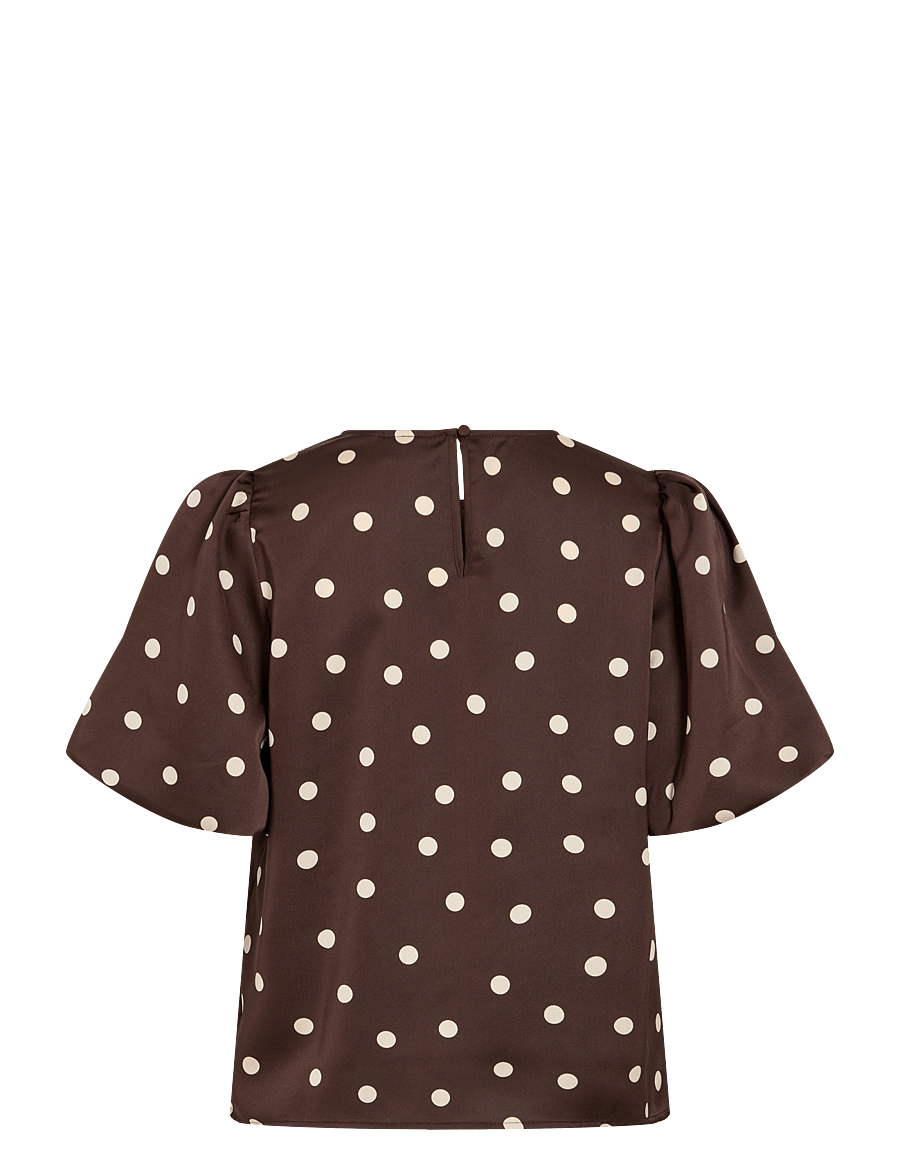 Vila - VIELLETTE 2/4 SATIN PUFF TOP - NOOS - kurzärmelige blusen - coffee bean - 2