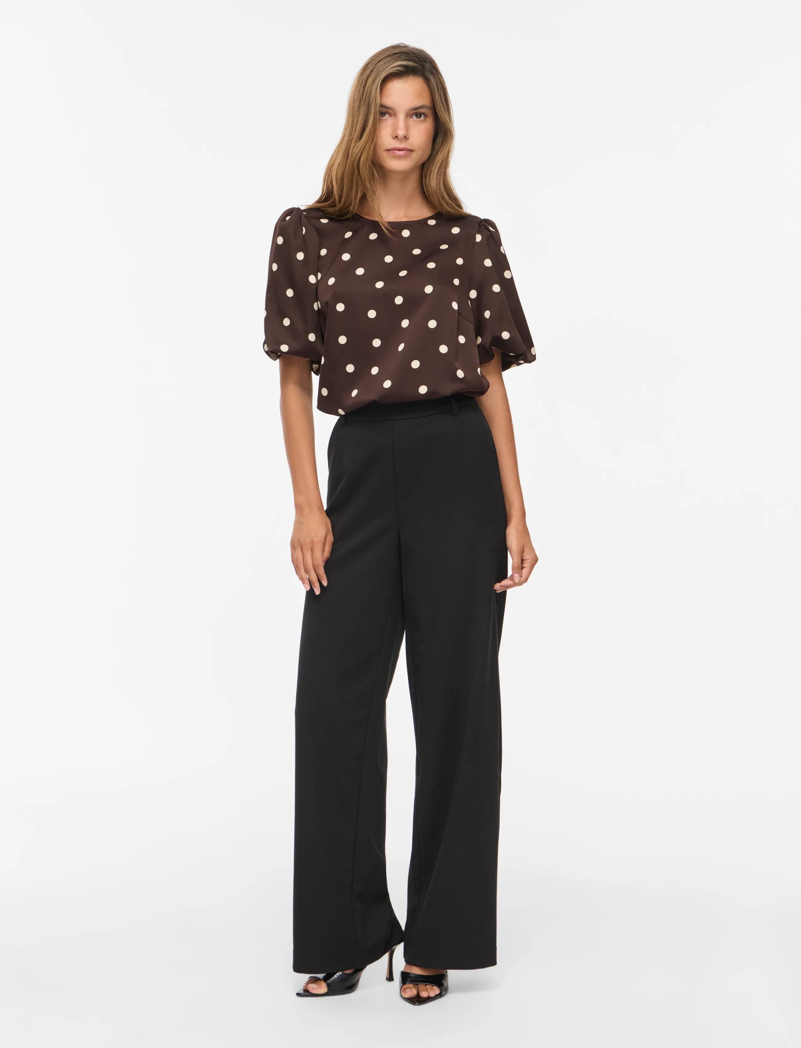 Vila - VIELLETTE 2/4 SATIN PUFF TOP - NOOS - lühikeste varrukatega pluusid - coffee bean - 4