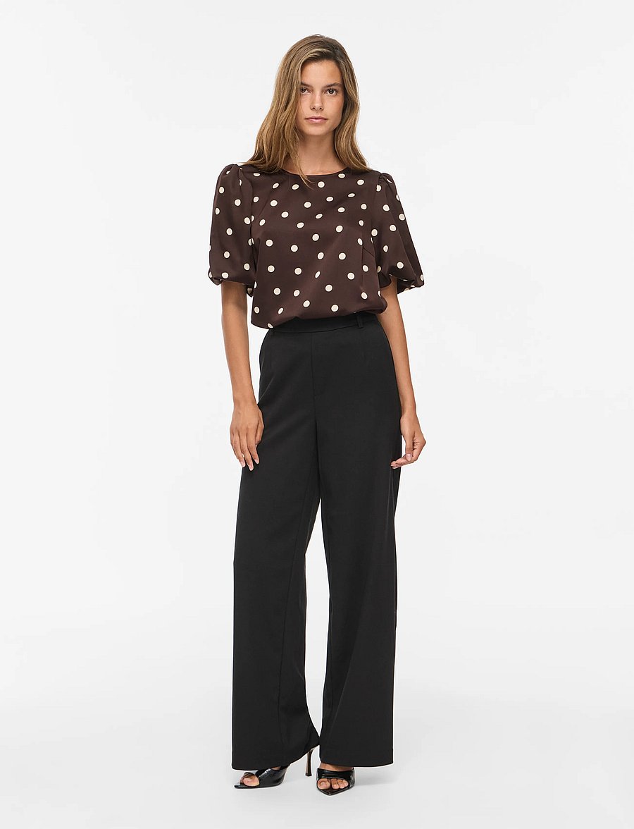 Vila - VIELLETTE 2/4 SATIN PUFF TOP - NOOS - kurzärmelige blusen - coffee bean - 4