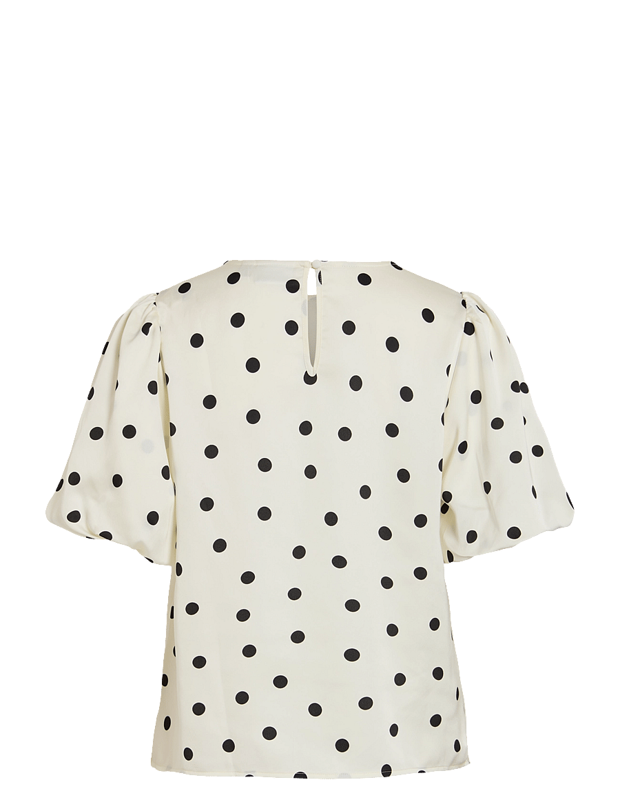 Vila - VIELLETTE 2/4 SATIN PUFF TOP - NOOS - kurzärmelige blusen - egret - 2