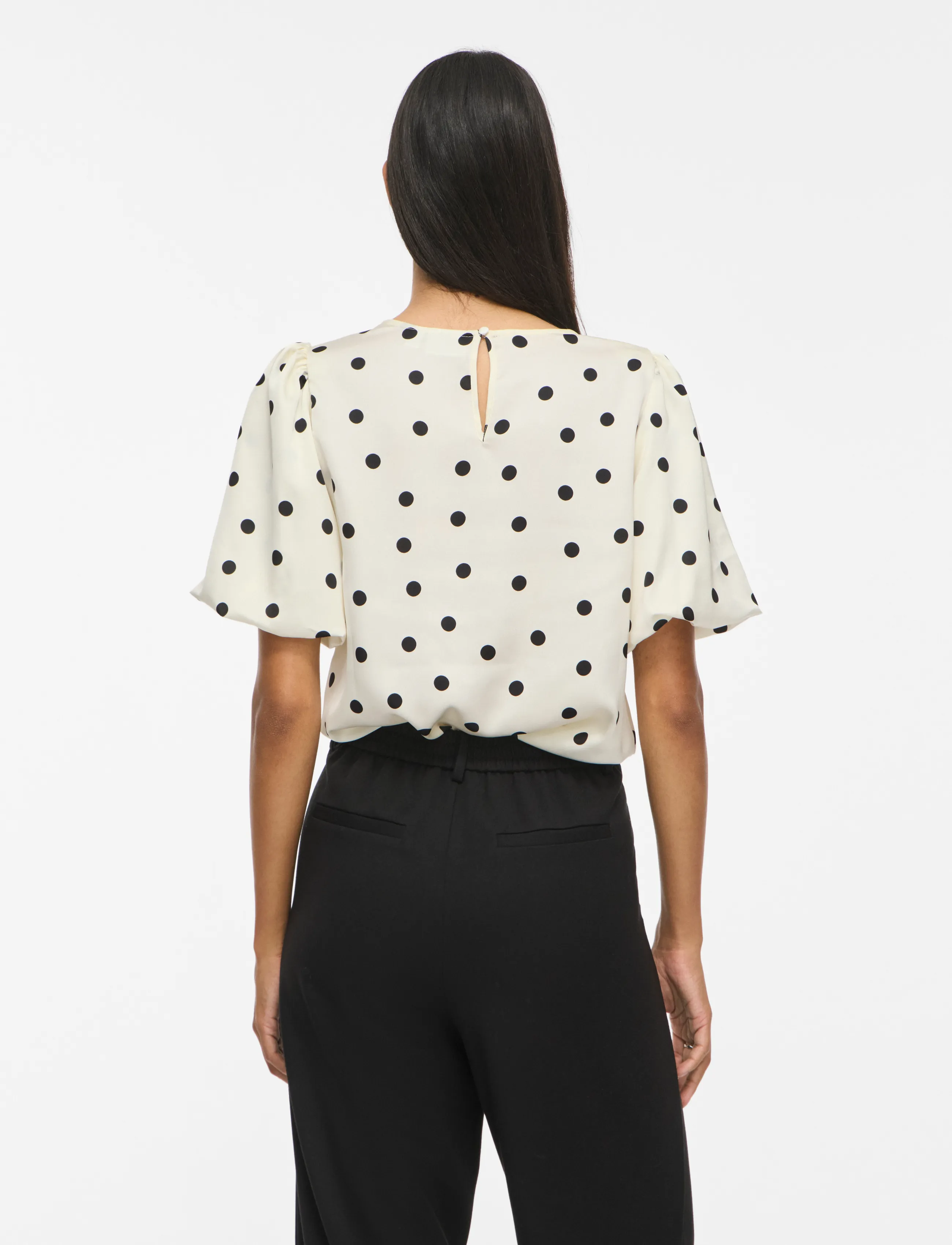 Vila - VIELLETTE 2/4 SATIN PUFF TOP - NOOS - kurzärmelige blusen - egret - 3