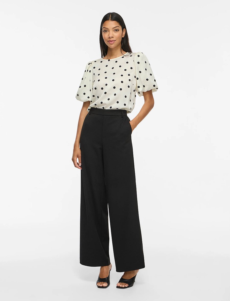 Vila - VIELLETTE 2/4 SATIN PUFF TOP - NOOS - kurzärmelige blusen - egret - 4
