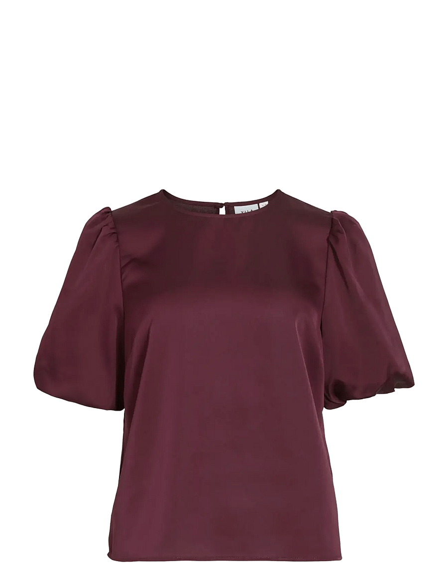 Vila - VIELLETTE 2/4 SATIN PUFF TOP - NOOS - kurzärmelige blusen - fig - 2