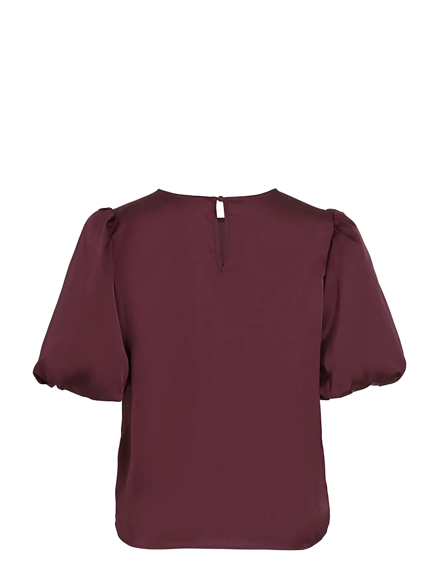 Vila - VIELLETTE 2/4 SATIN PUFF TOP - NOOS - kurzärmelige blusen - fig - 3