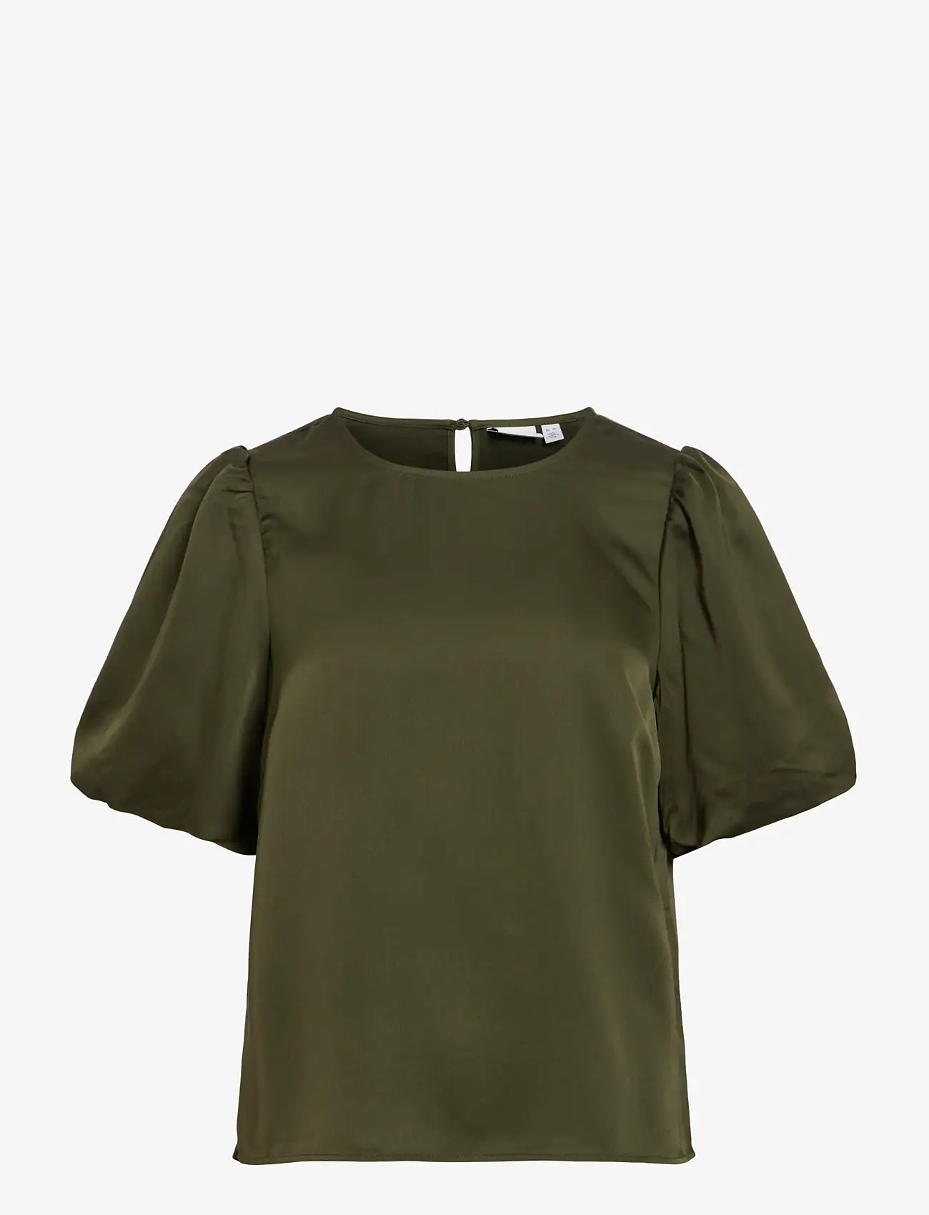 Vila - VIELLETTE 2/4 SATIN PUFF TOP - NOOS - kortærmede bluser - forest night - 1