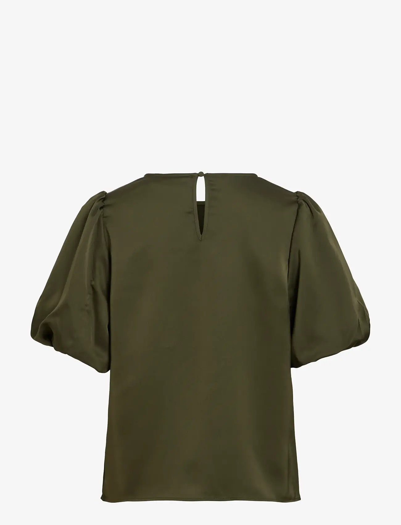 Vila - VIELLETTE 2/4 SATIN PUFF TOP - NOOS - kortærmede bluser - forest night - 2