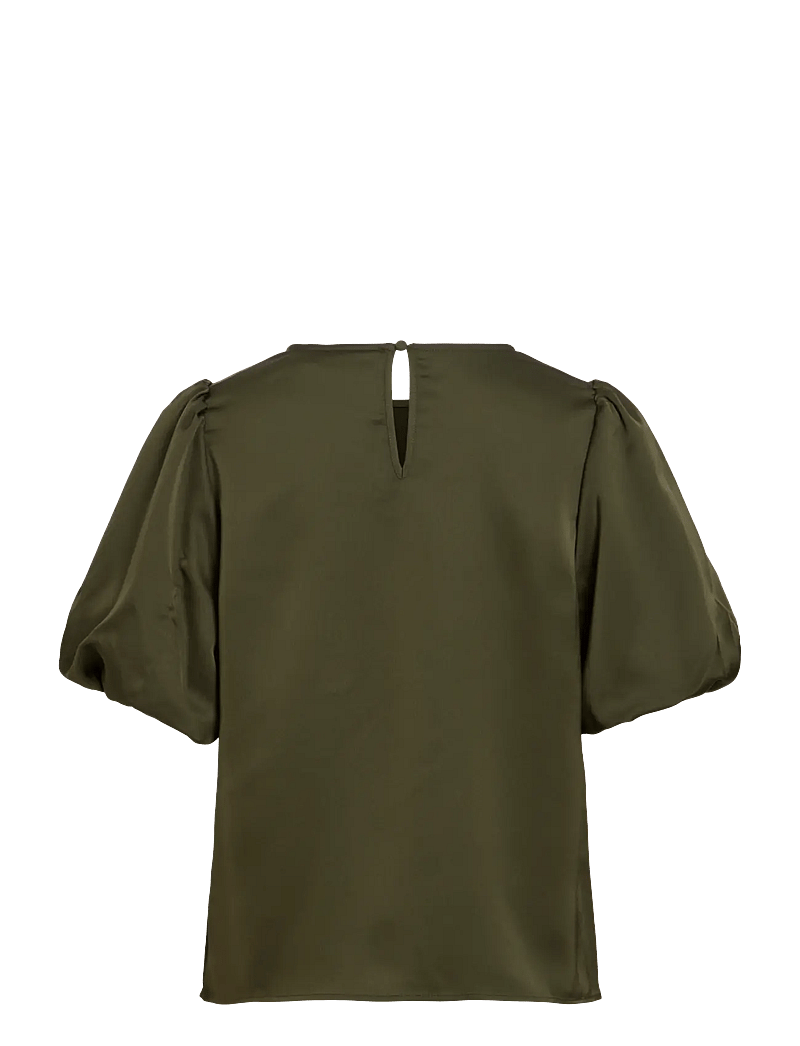 Vila - VIELLETTE 2/4 SATIN PUFF TOP - NOOS - kurzämlige blusen - forest night - 2
