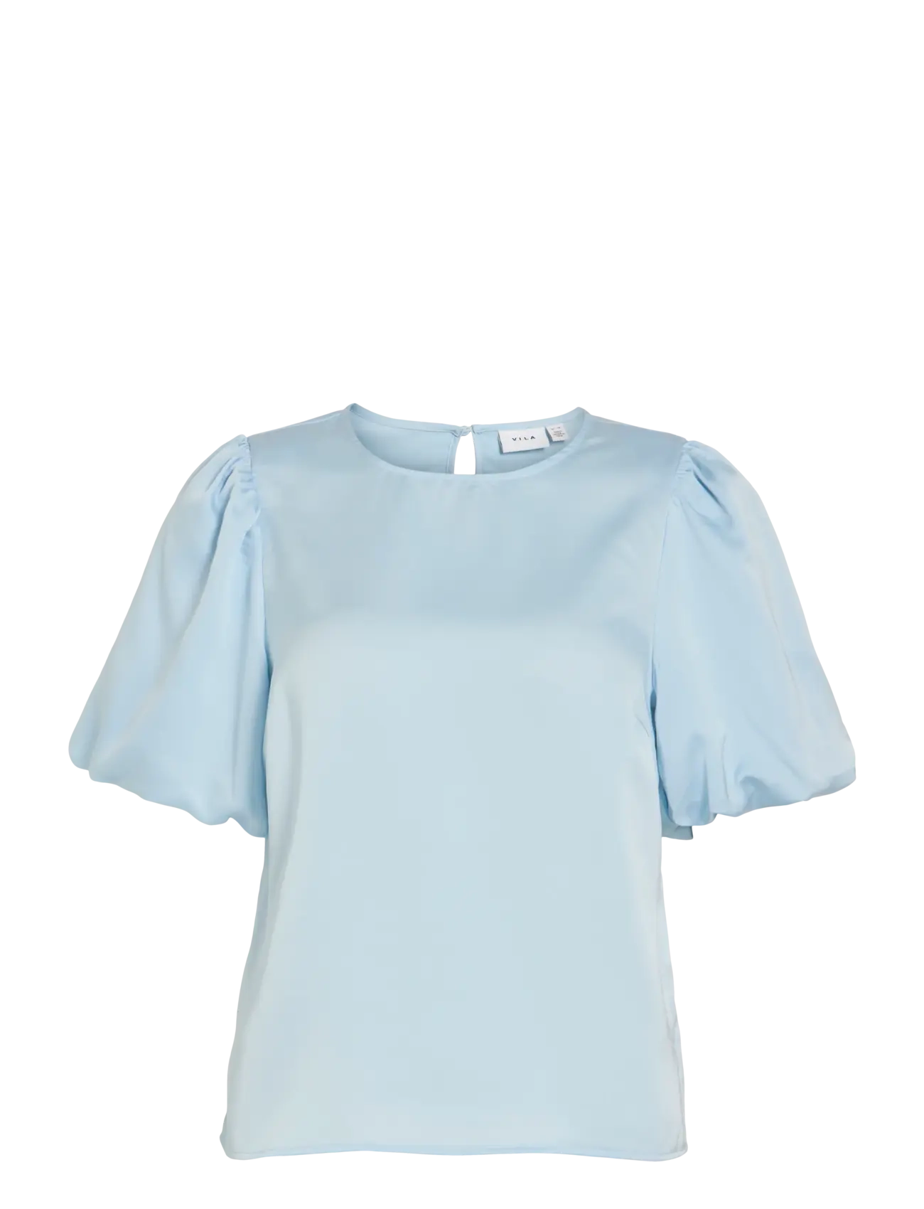 VILA Viellette 2/4 Satin Puff Oberteil - Noos Blau - 40 - Damen