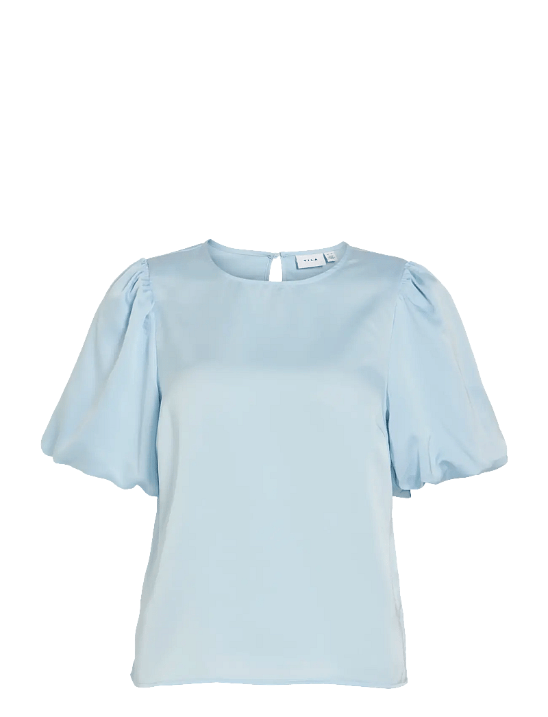 Vila - VIELLETTE 2/4 SATIN PUFF TOP - NOOS - kurzämlige blusen - nantucket breeze - 1