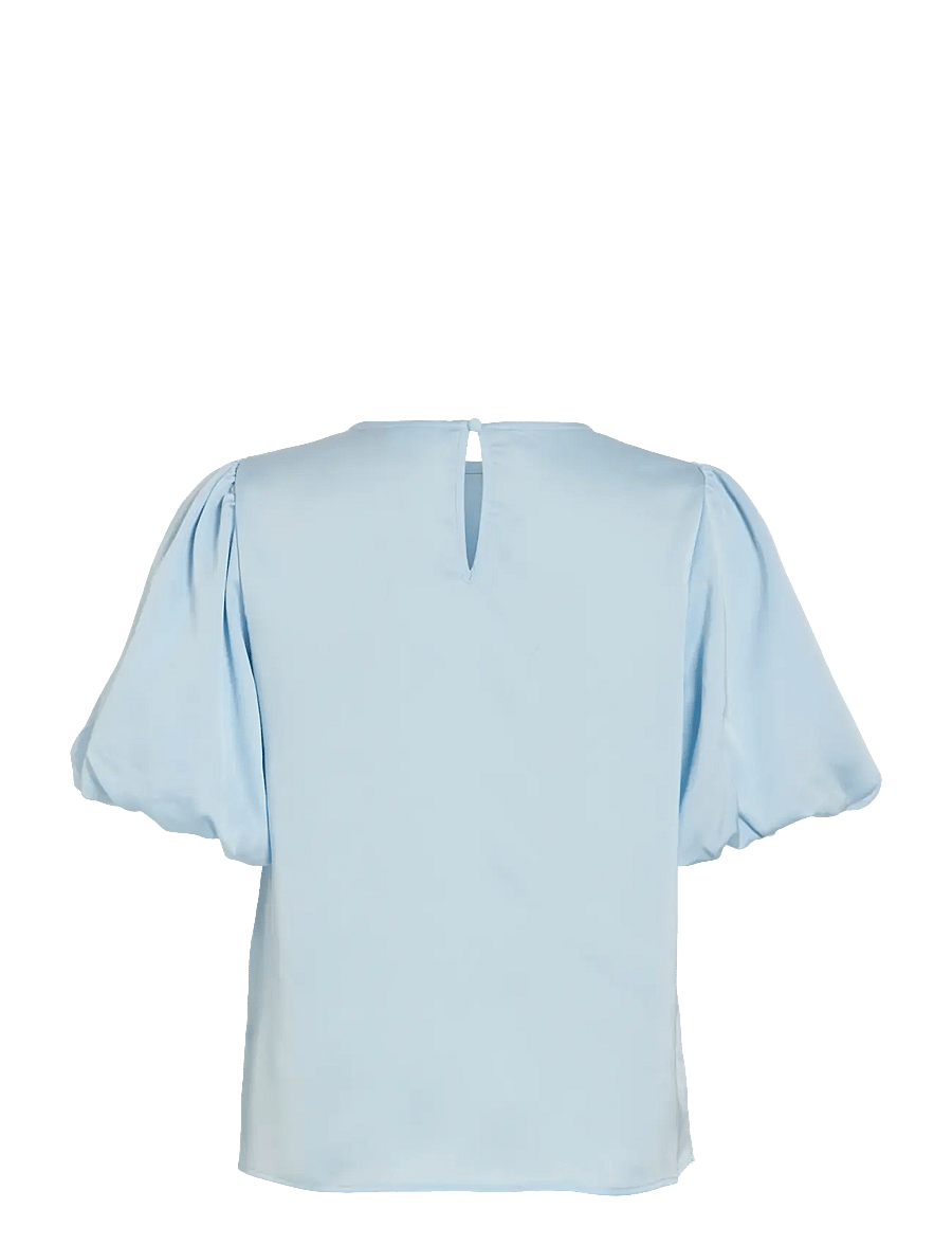 Vila - VIELLETTE 2/4 SATIN PUFF TOP - NOOS - kortärmade blusar - nantucket breeze - 2