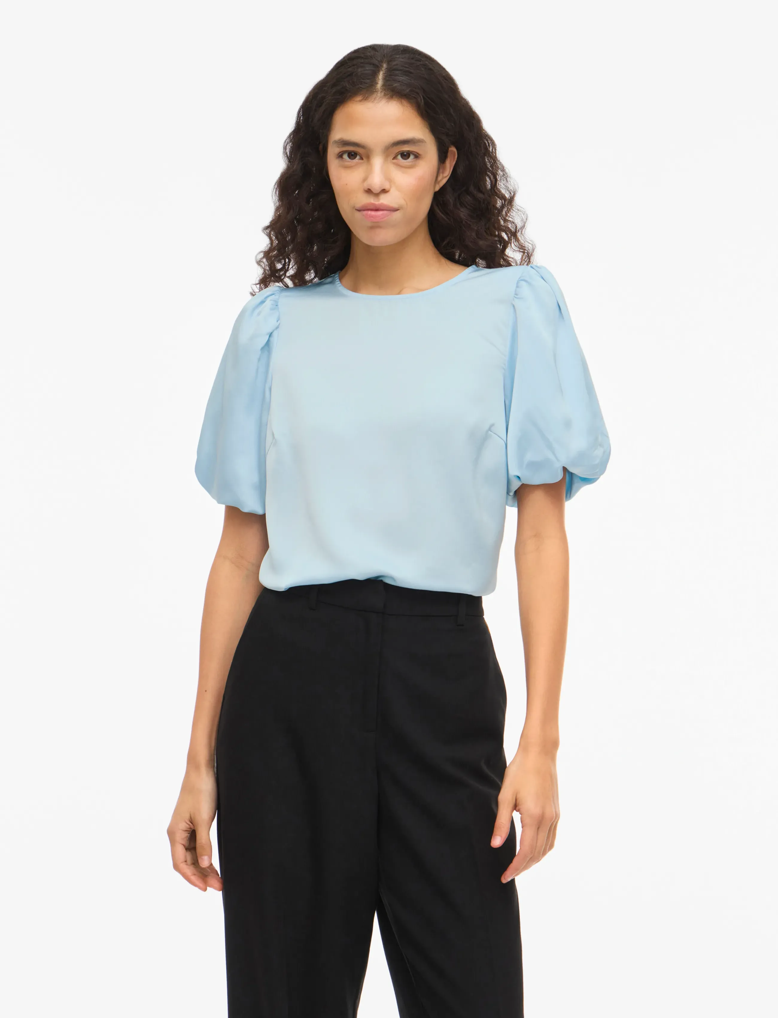 Vila VIELLETTE 2/4 SATIN PUFF TOP - NOOS - Blusen - NANTUCKET BREEZE / blue