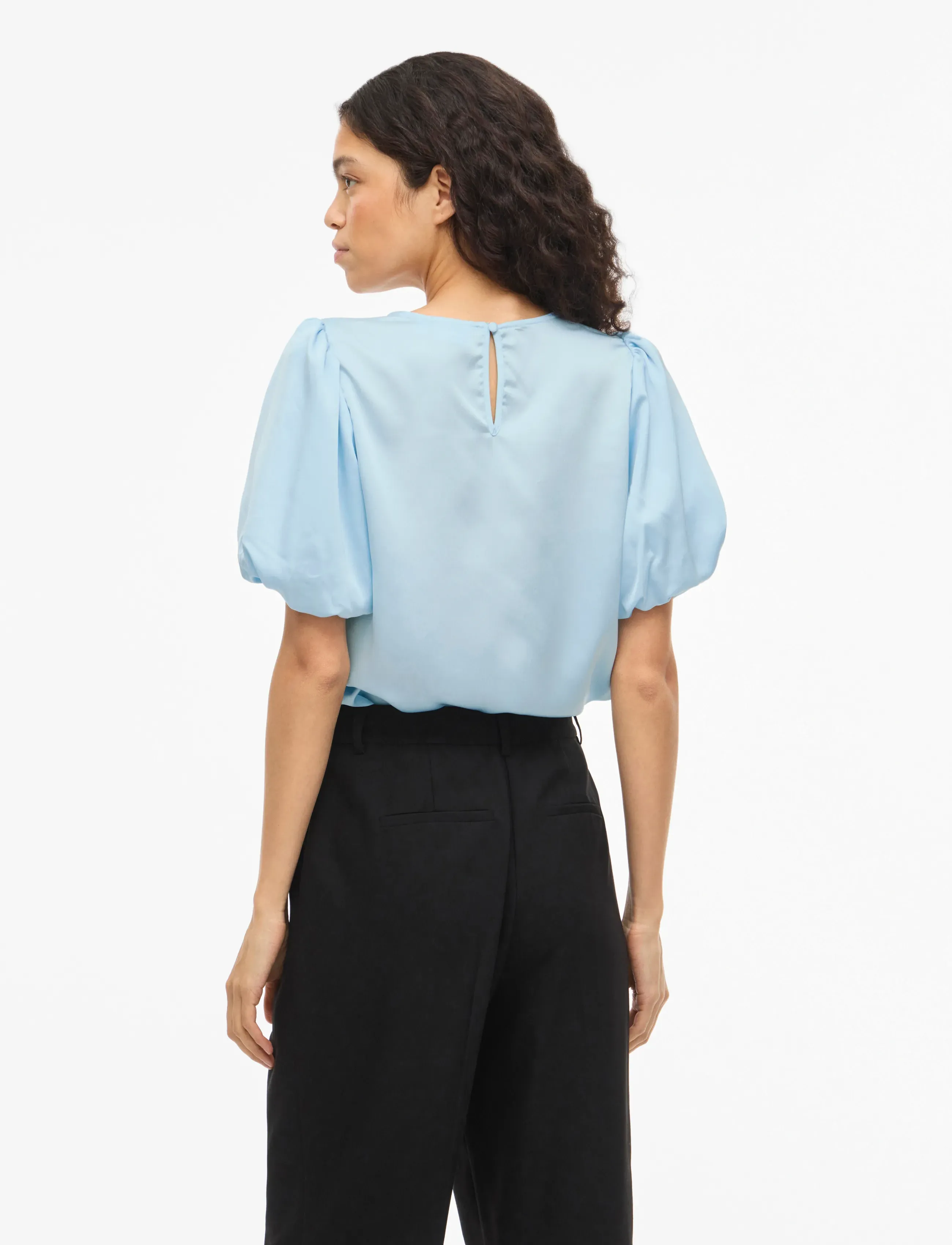 Vila - VIELLETTE 2/4 SATIN PUFF TOP - NOOS - short-sleeved blouses - nantucket breeze - 3
