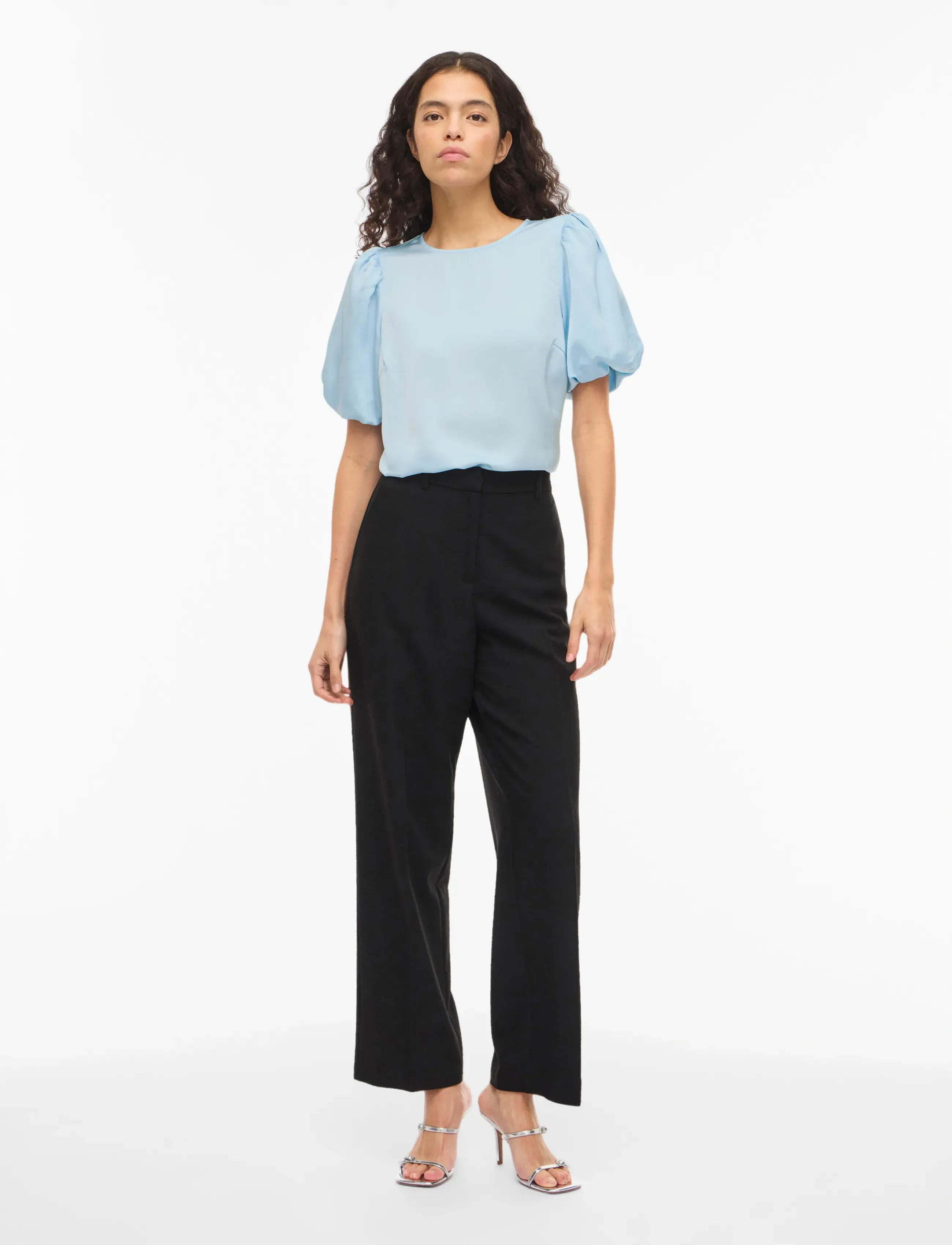 Vila - VIELLETTE 2/4 SATIN PUFF TOP - NOOS - short-sleeved blouses - nantucket breeze - 4