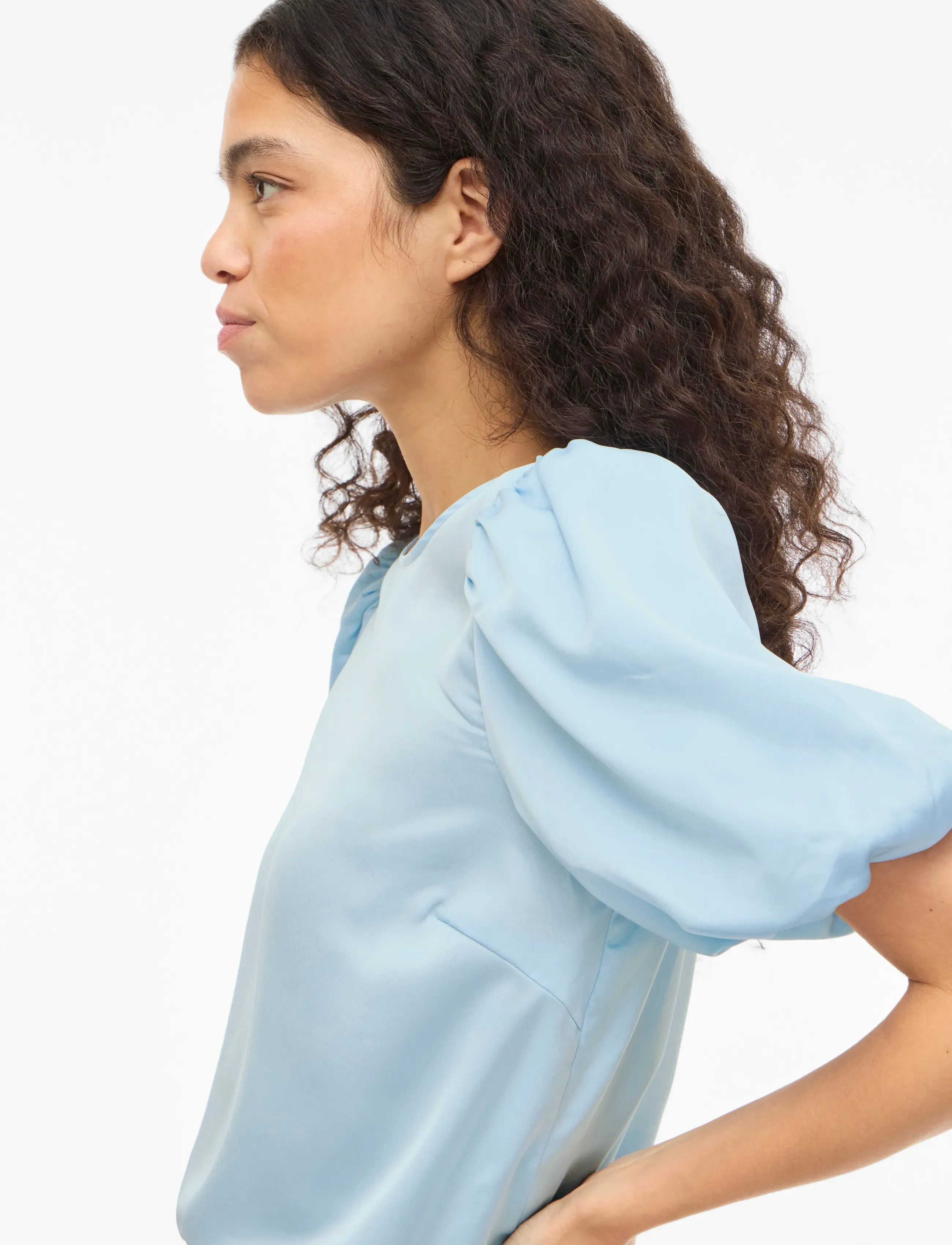 Vila - VIELLETTE 2/4 SATIN PUFF TOP - NOOS - short-sleeved blouses - nantucket breeze - 5