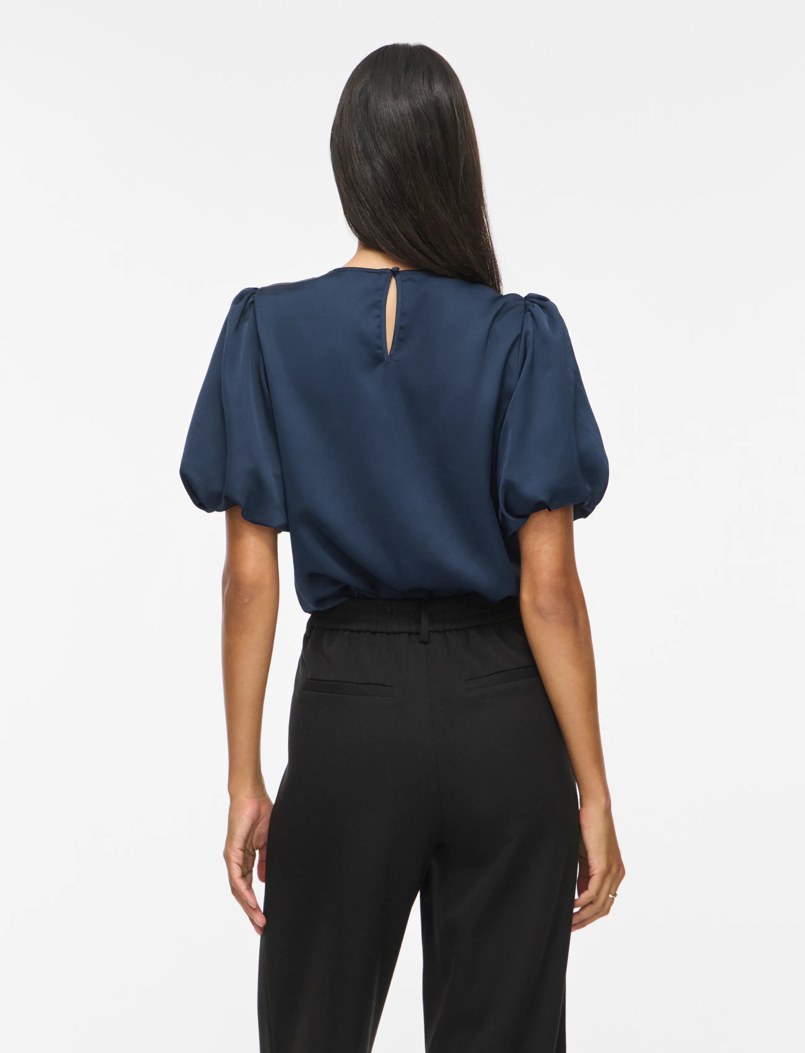 Vila - VIELLETTE 2/4 SATIN PUFF TOP - NOOS - short-sleeved blouses - navy blazer - 3