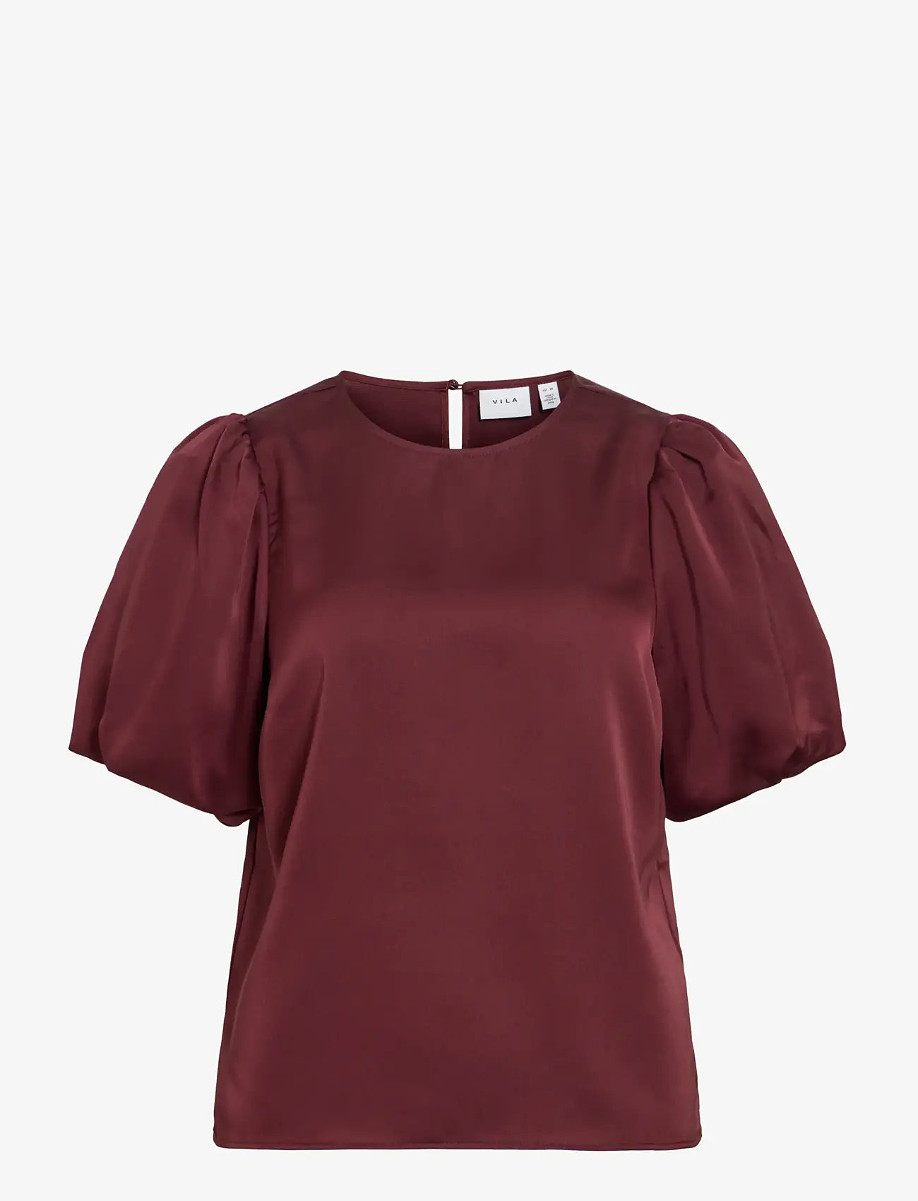 Vila - VIELLETTE 2/4 SATIN PUFF TOP - NOOS - kortærmede bluser - port royale - 1