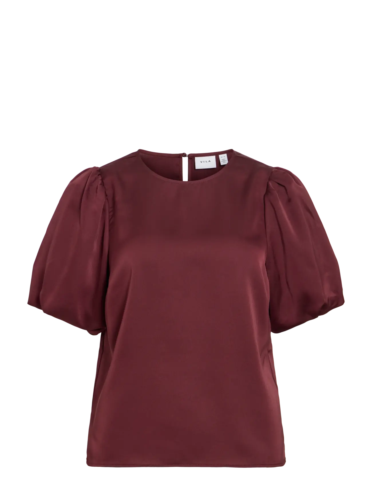 Vila VIELLETTE 2/4 SATIN PUFF TOP - NOOS - Blusen - PORT ROYALE / burgundy
